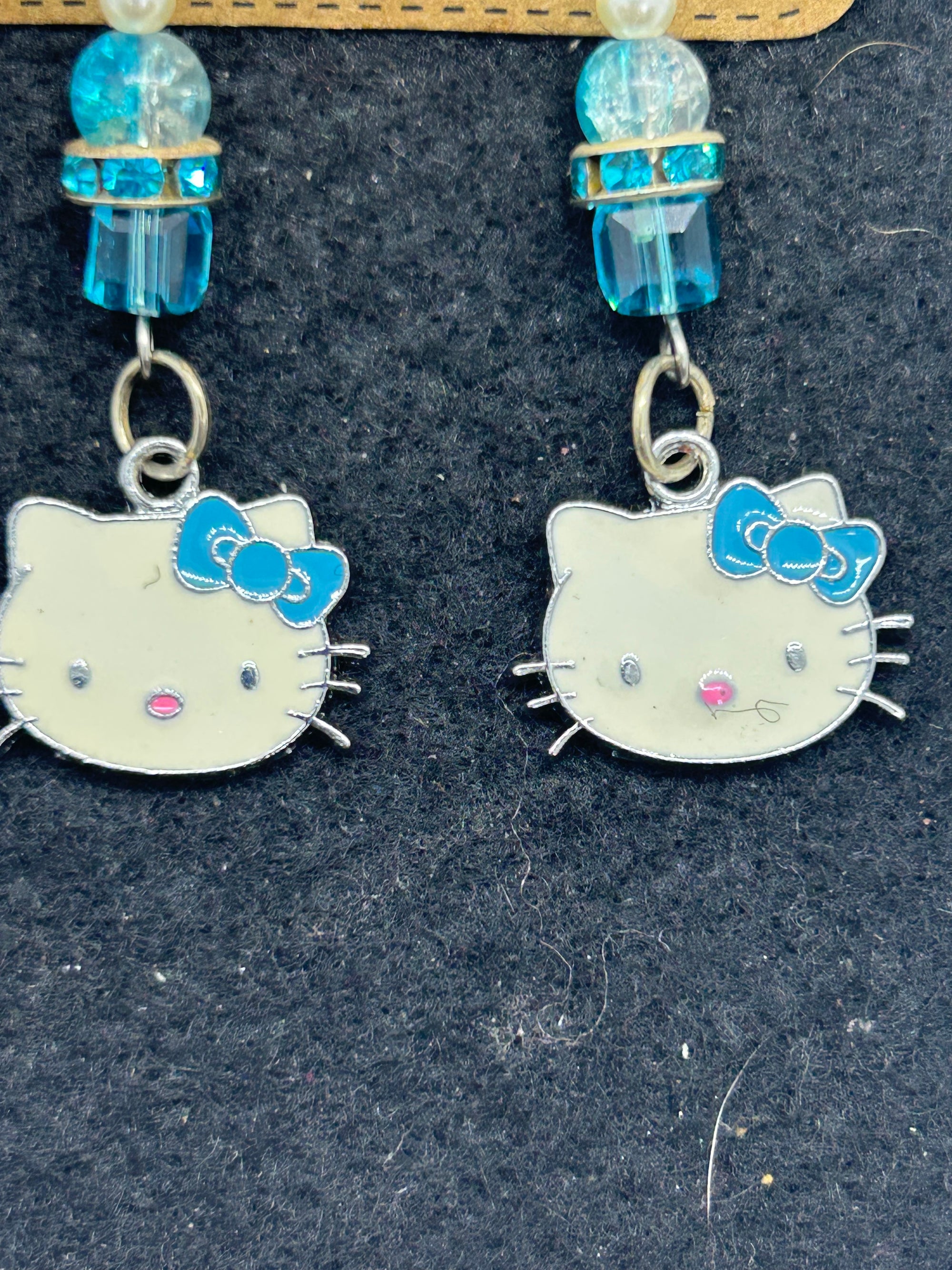 Blue Kitty Earrings