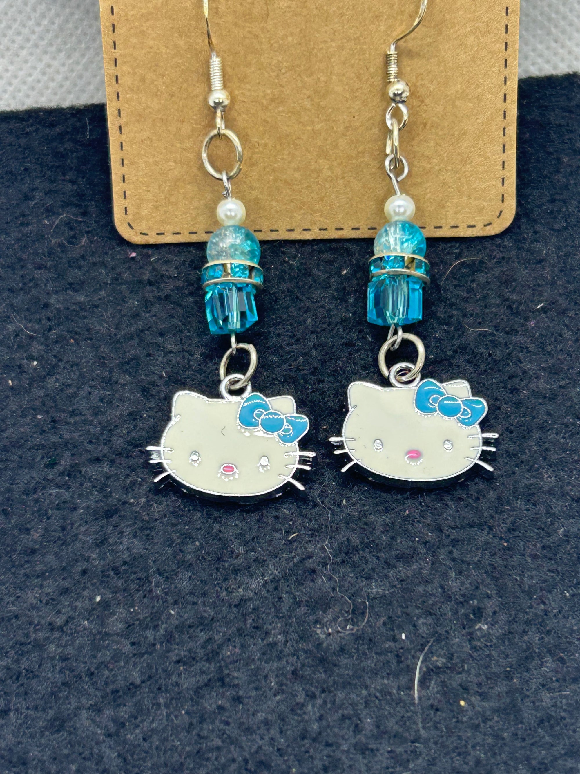 Blue Kitty Earrings