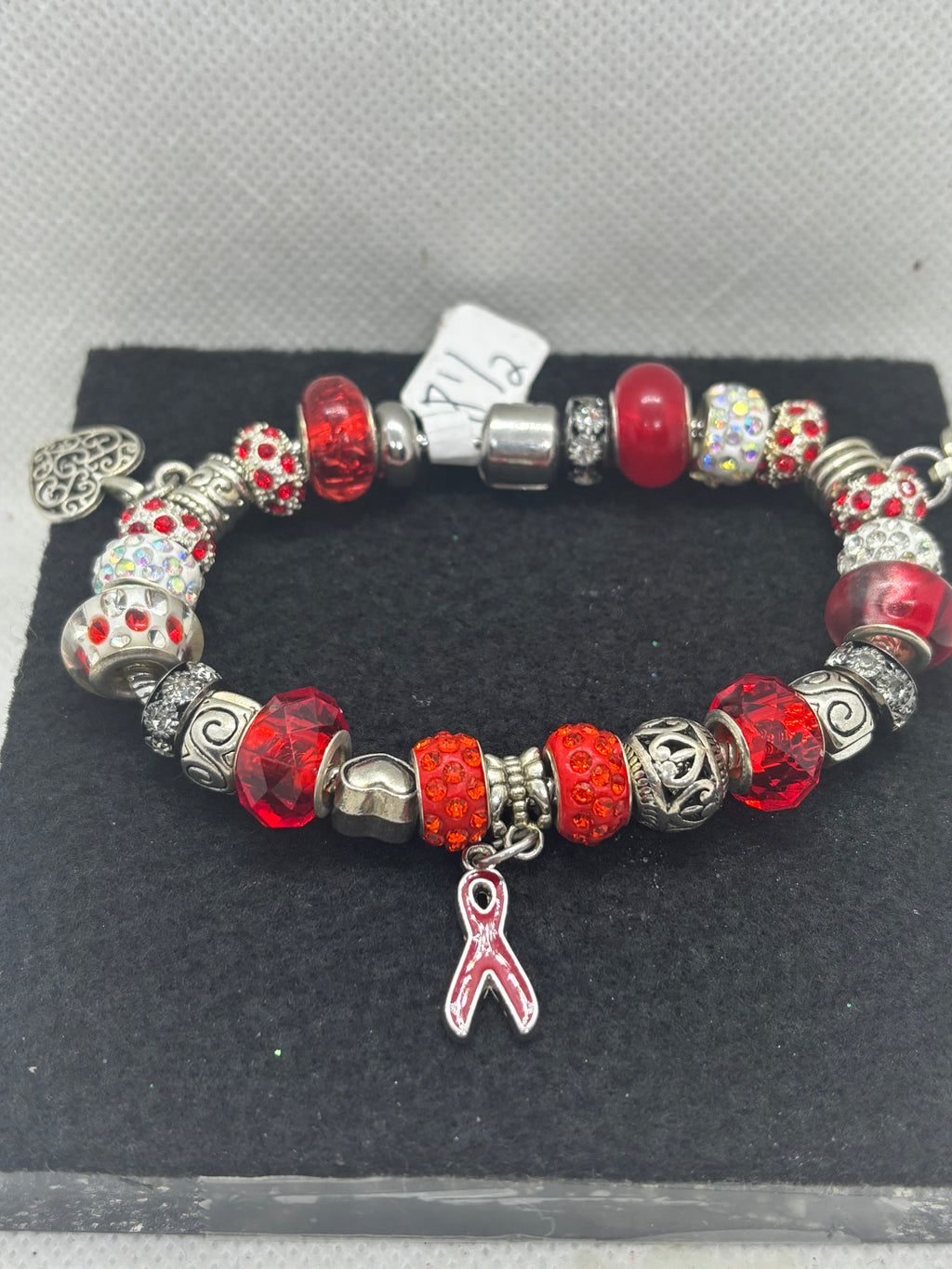 Red Awareness Ribbon Charm Bracelet