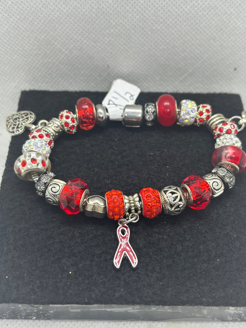 Red Awareness Ribbon Charm Bracelet