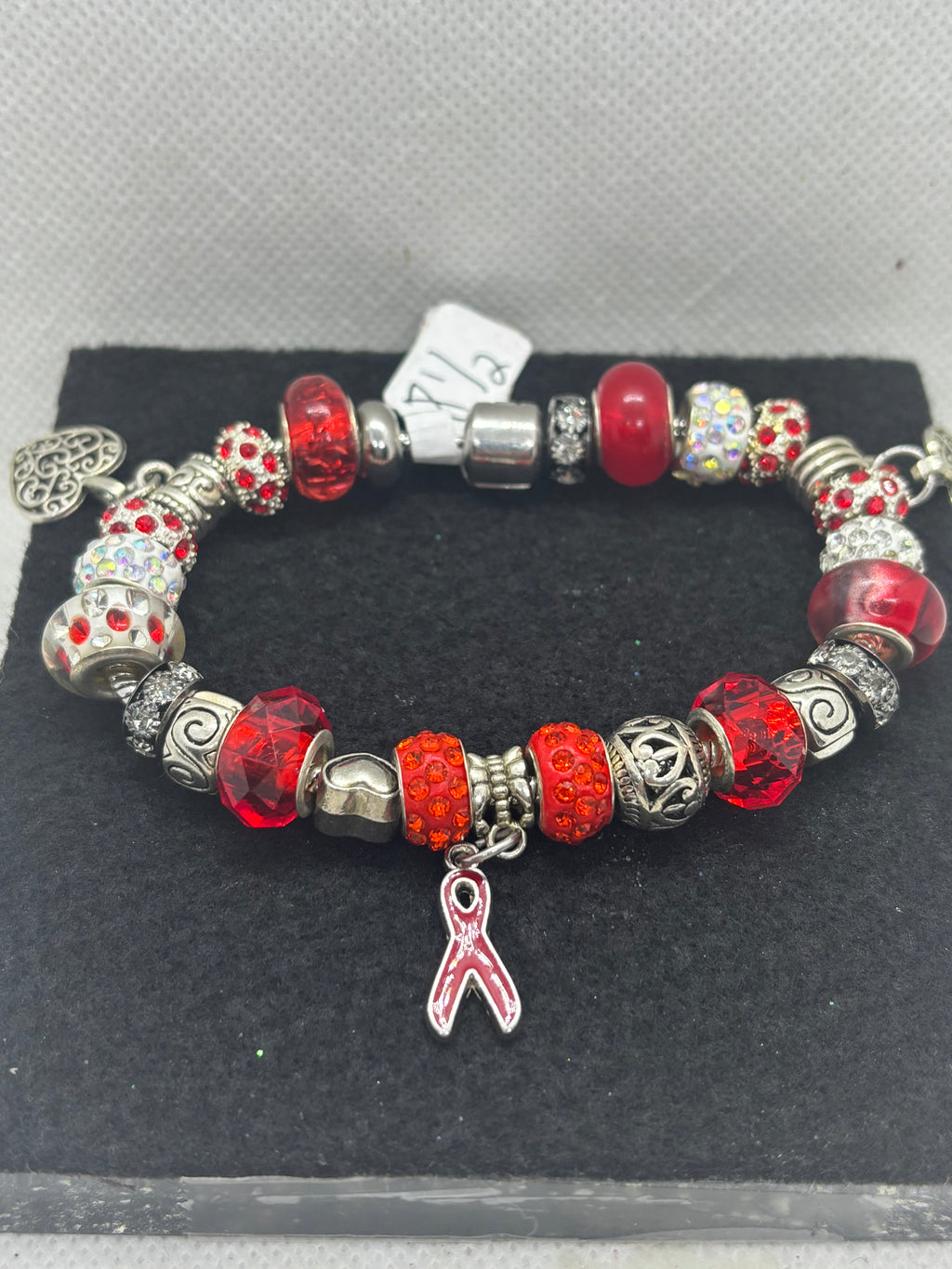 Red Awareness Ribbon Charm Bracelet