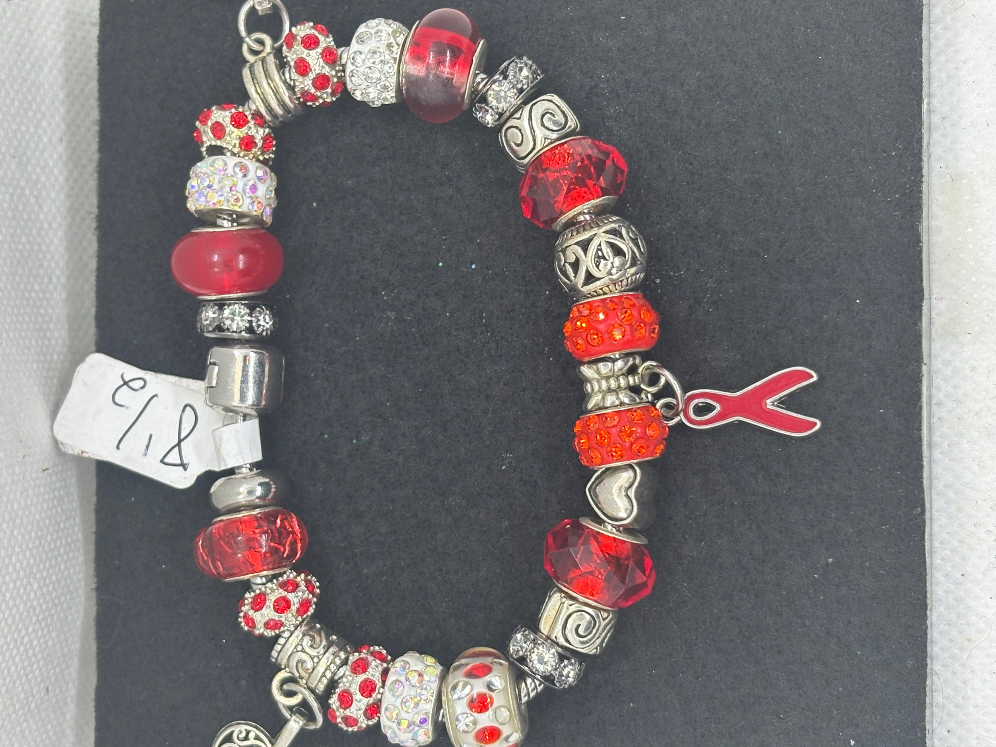 Red Awareness Ribbon Charm Bracelet