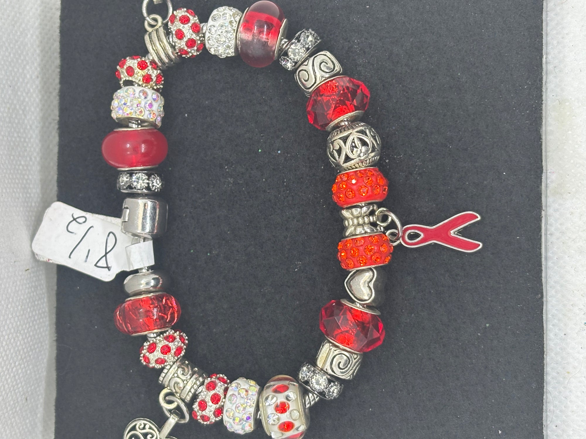 Red Awareness Ribbon Charm Bracelet