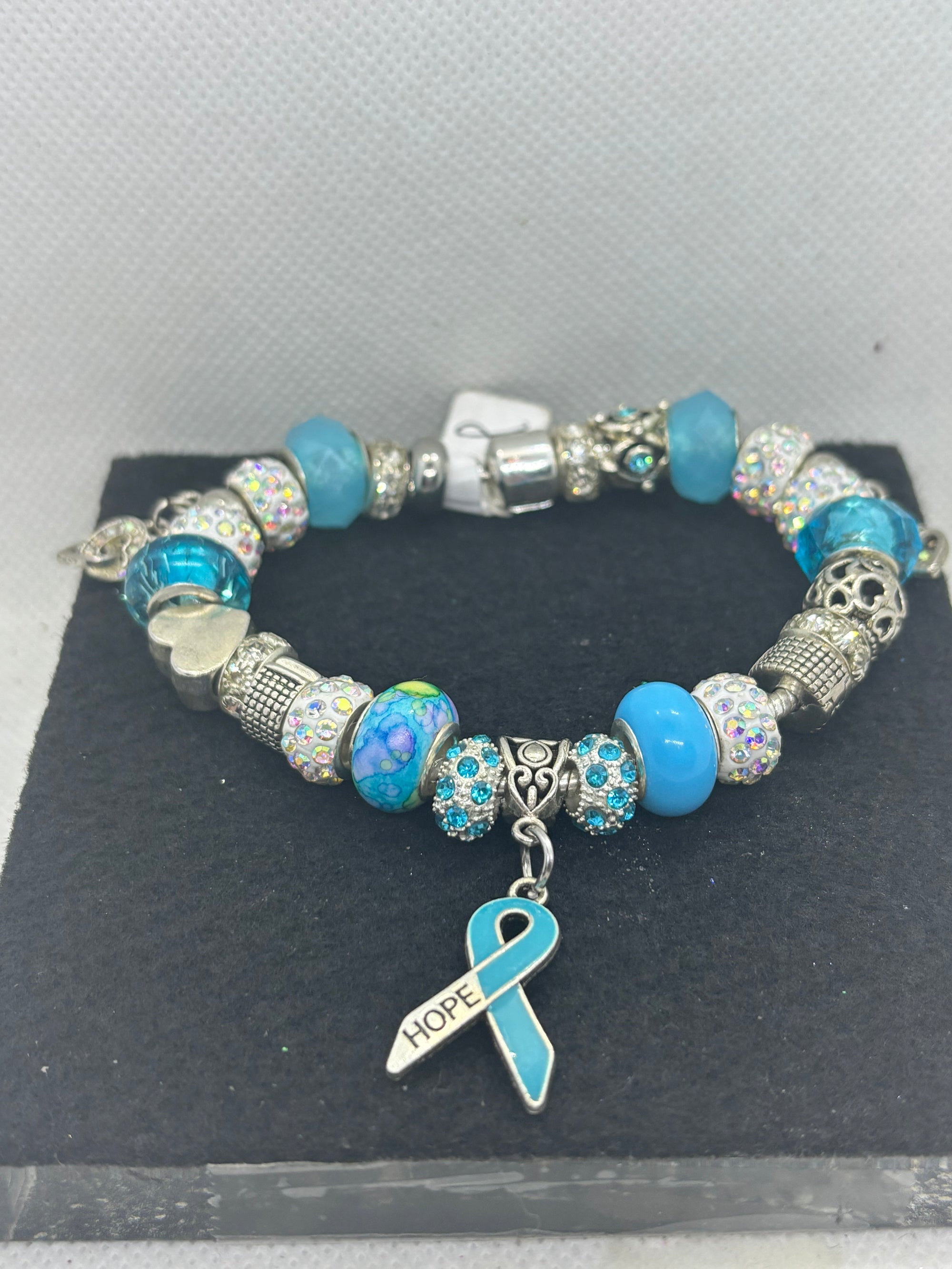 Teal Awareness Ribbon Charm Bracelet