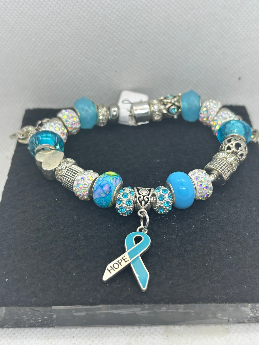 Teal Awareness Ribbon Charm Bracelet