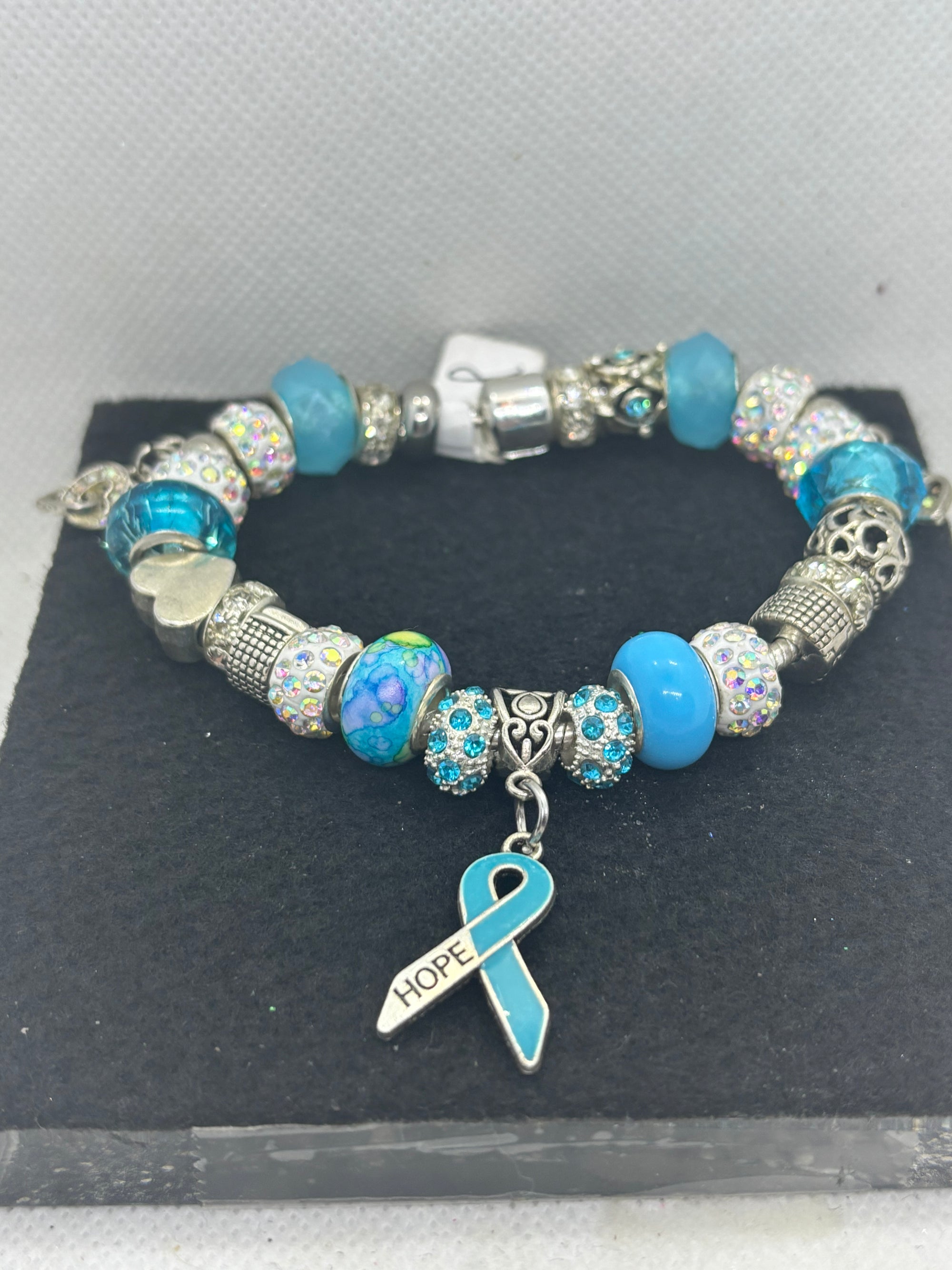 Teal Awareness Ribbon Charm Bracelet