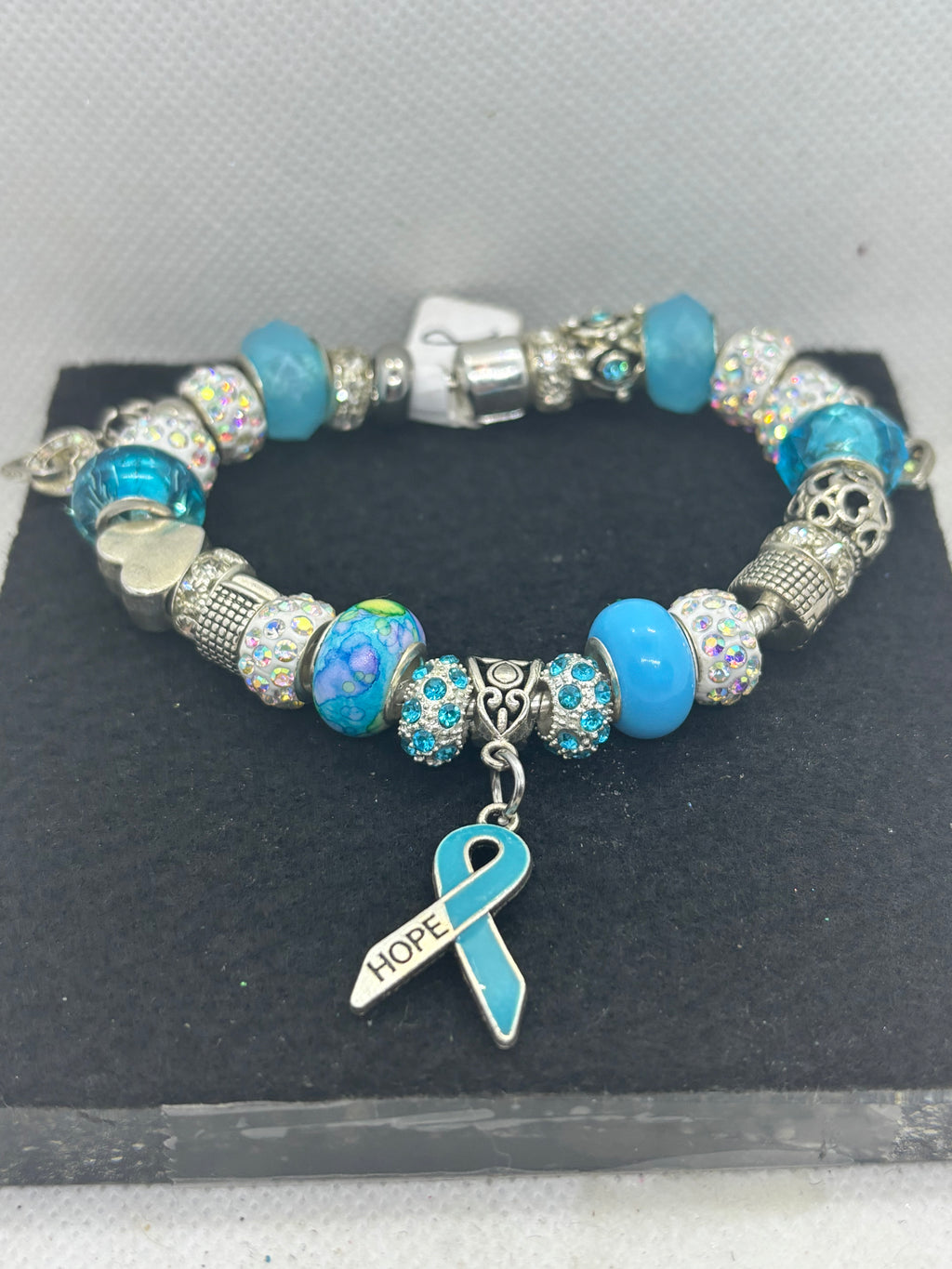 Teal Awareness Ribbon Charm Bracelet