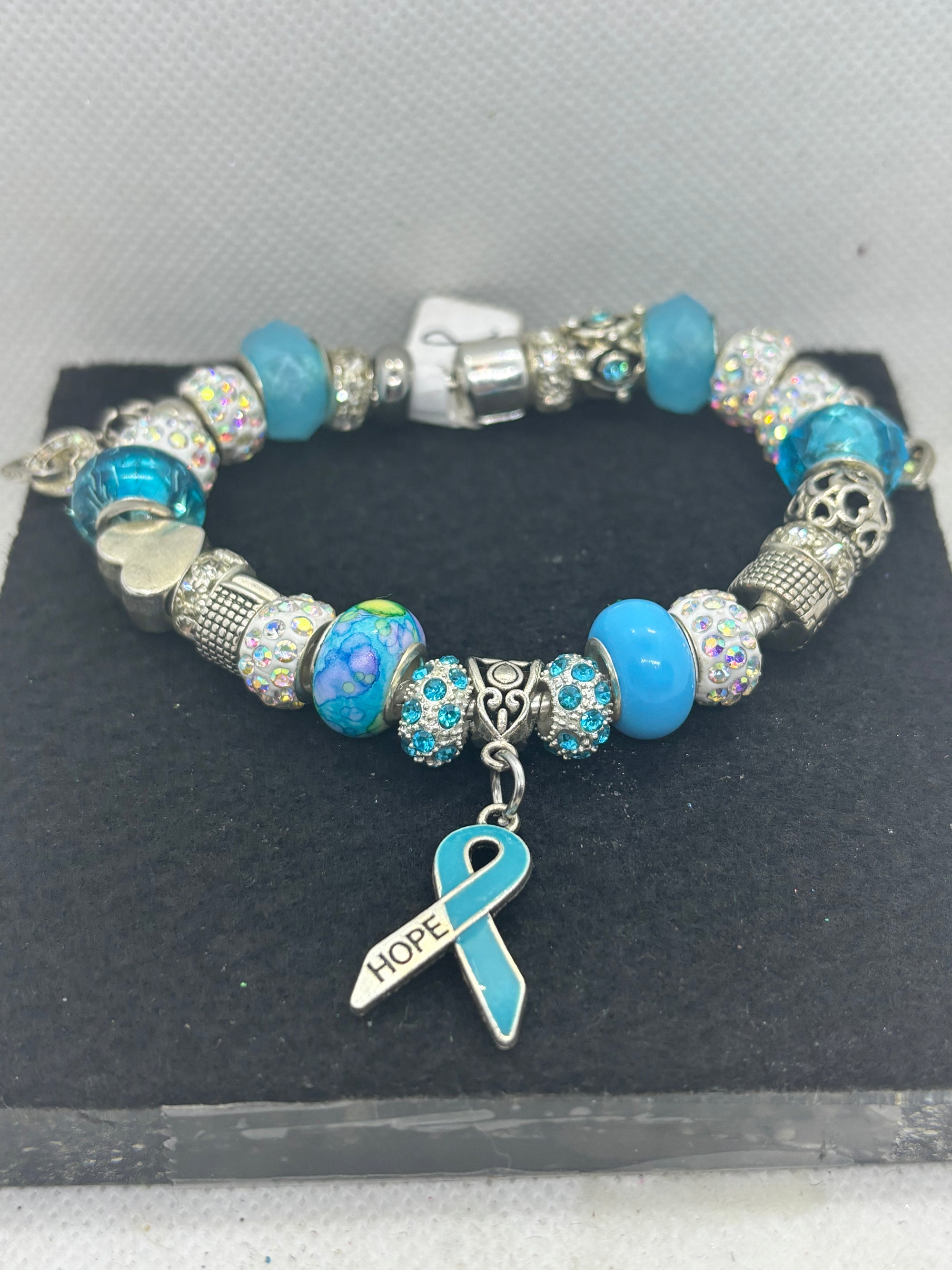 Teal Awareness Ribbon Charm Bracelet