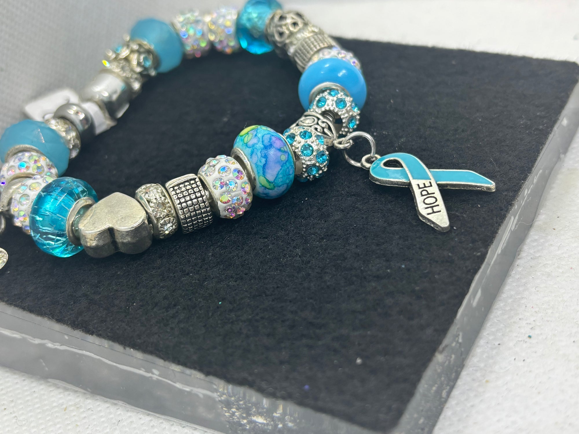 Teal Awareness Ribbon Charm Bracelet