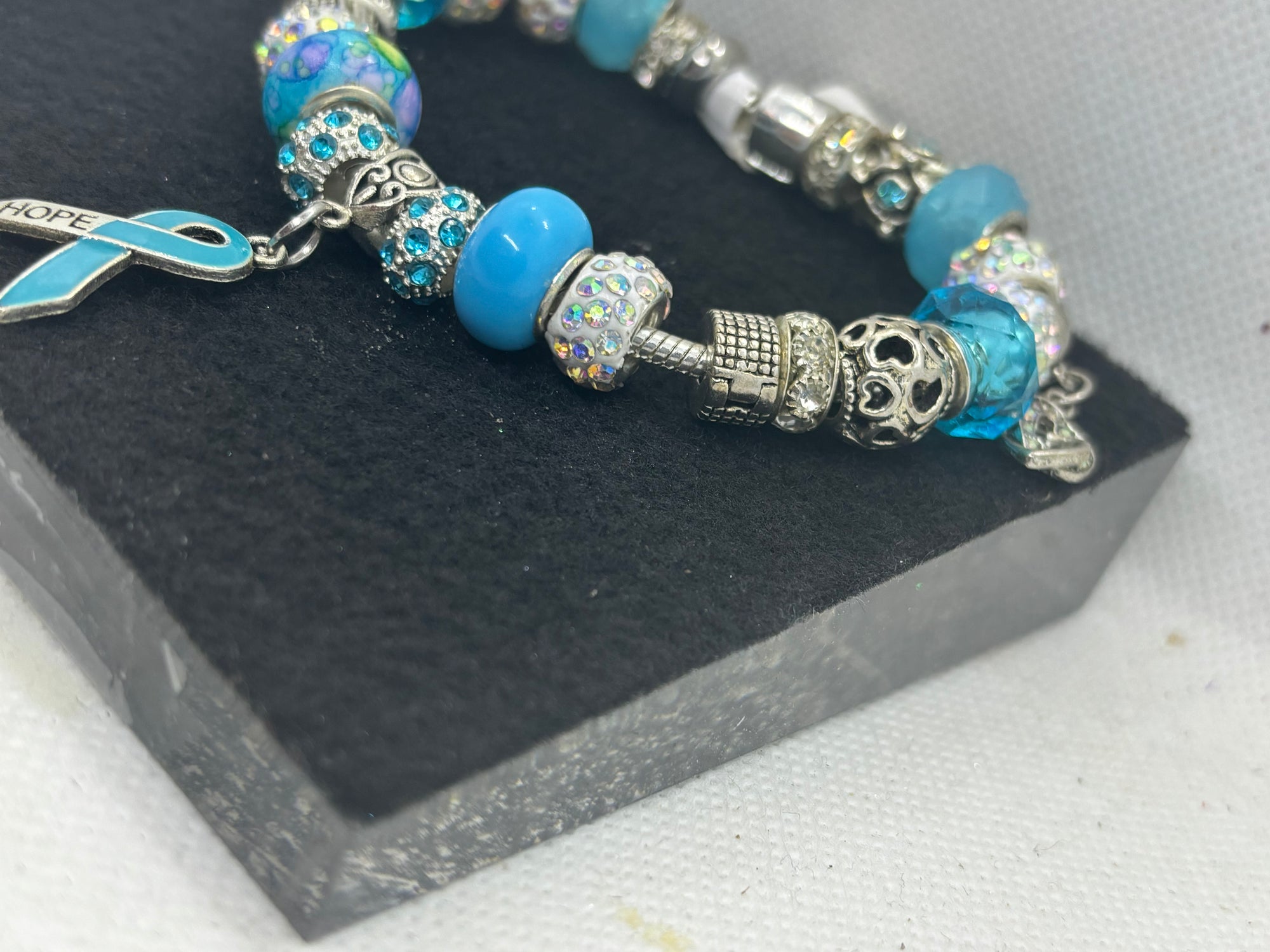 Teal Awareness Ribbon Charm Bracelet