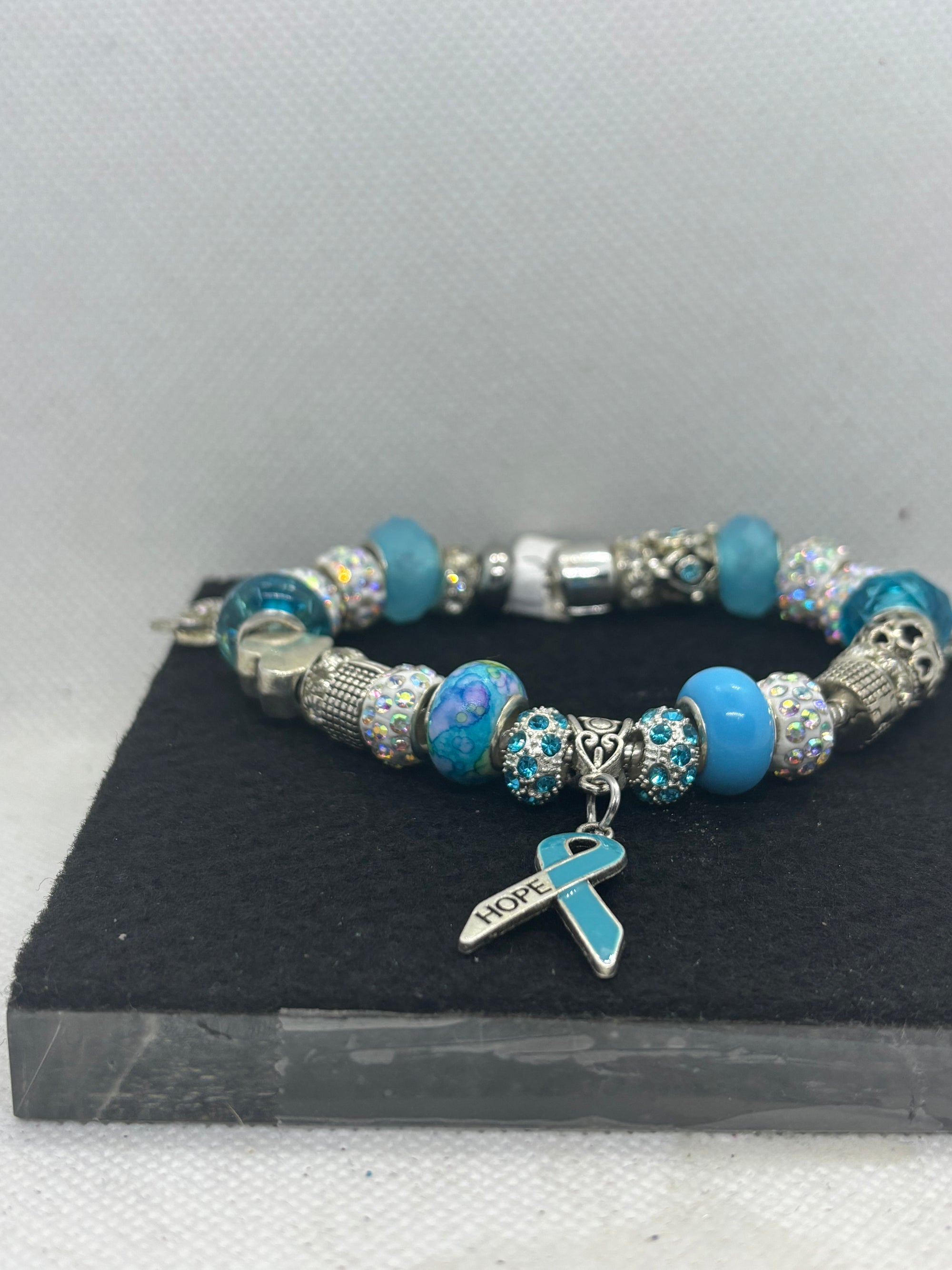 Teal Awareness Ribbon Charm Bracelet