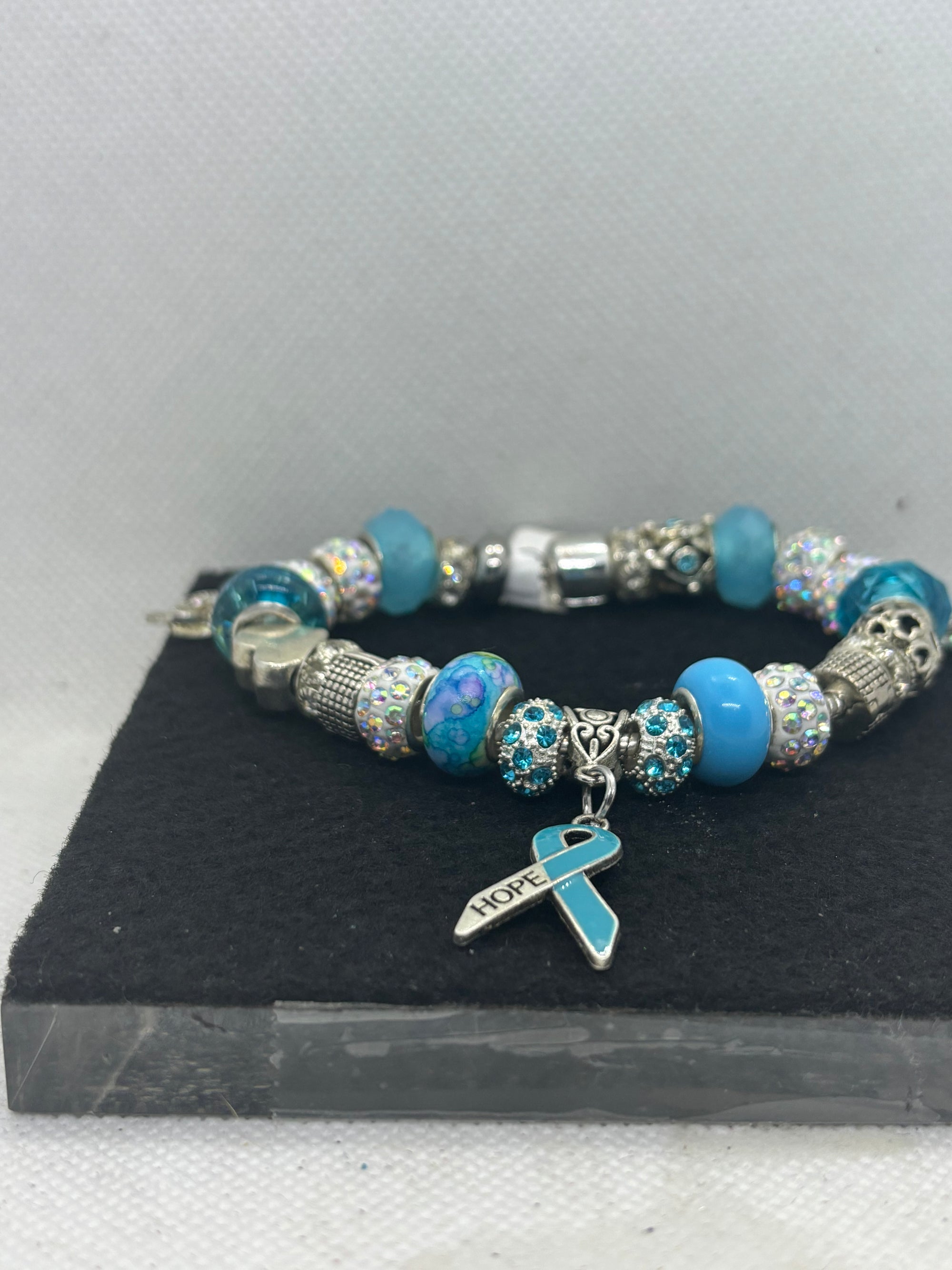 Teal Awareness Ribbon Charm Bracelet