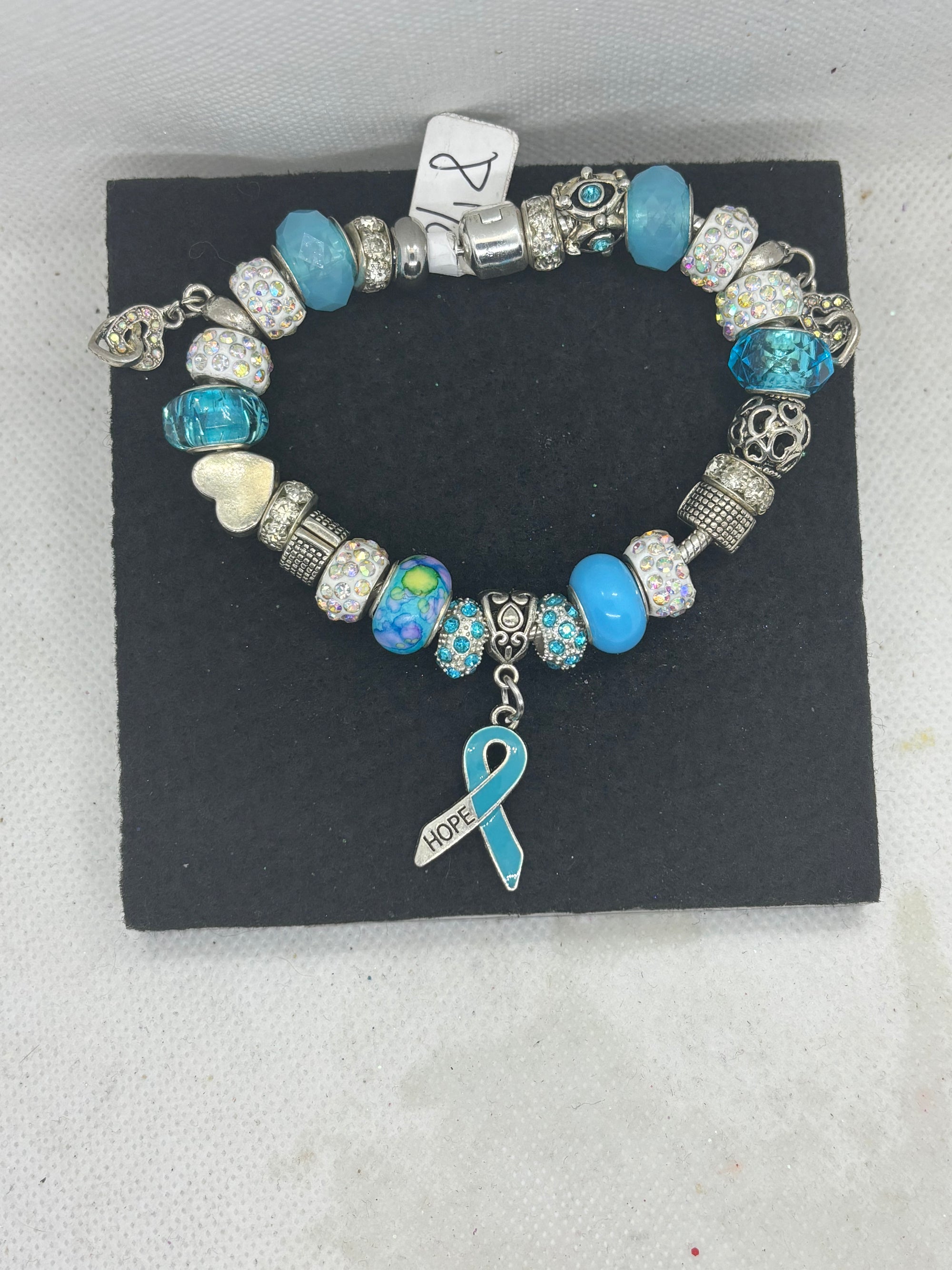 Teal Awareness Ribbon Charm Bracelet