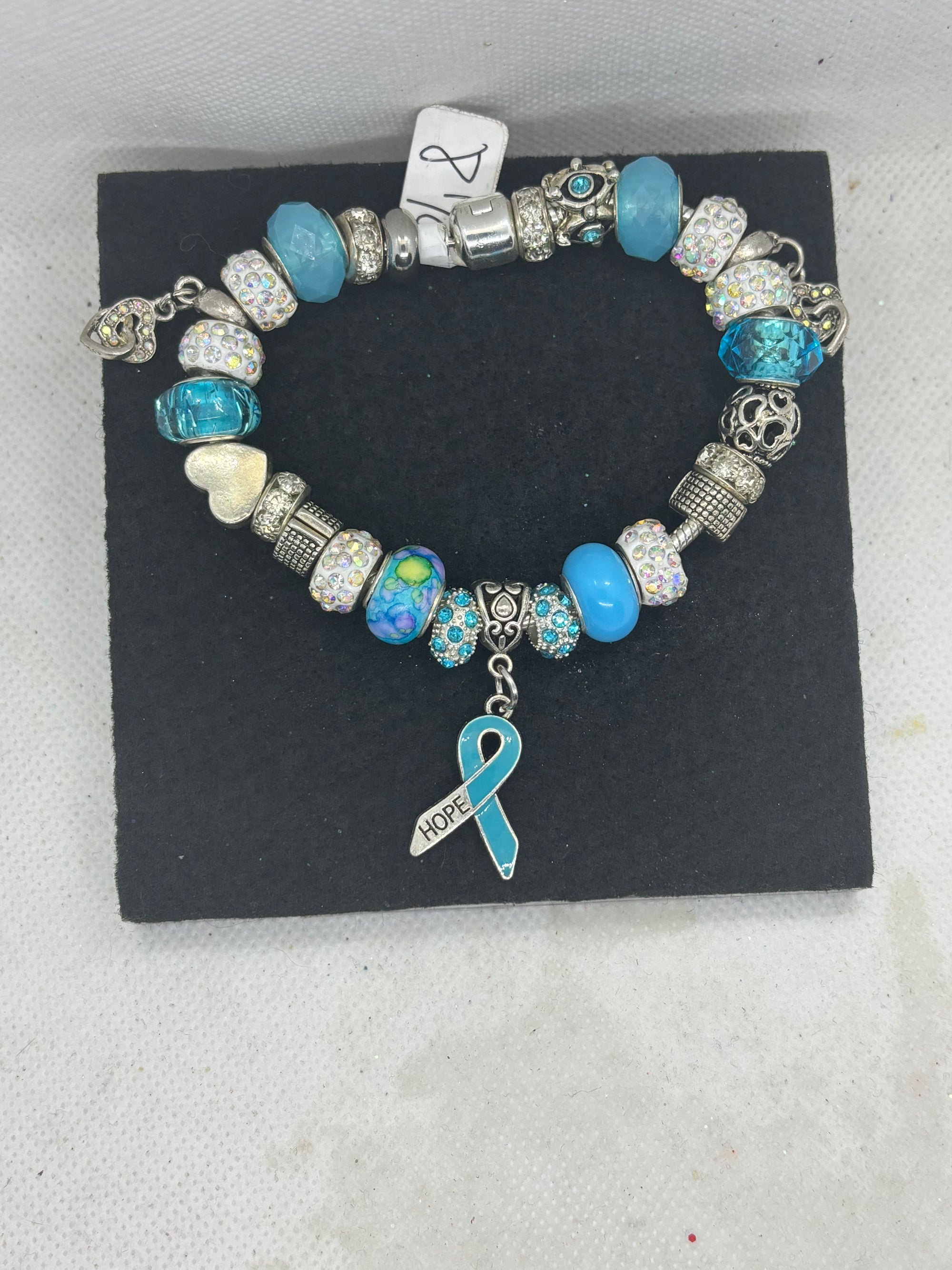 Teal Awareness Ribbon Charm Bracelet