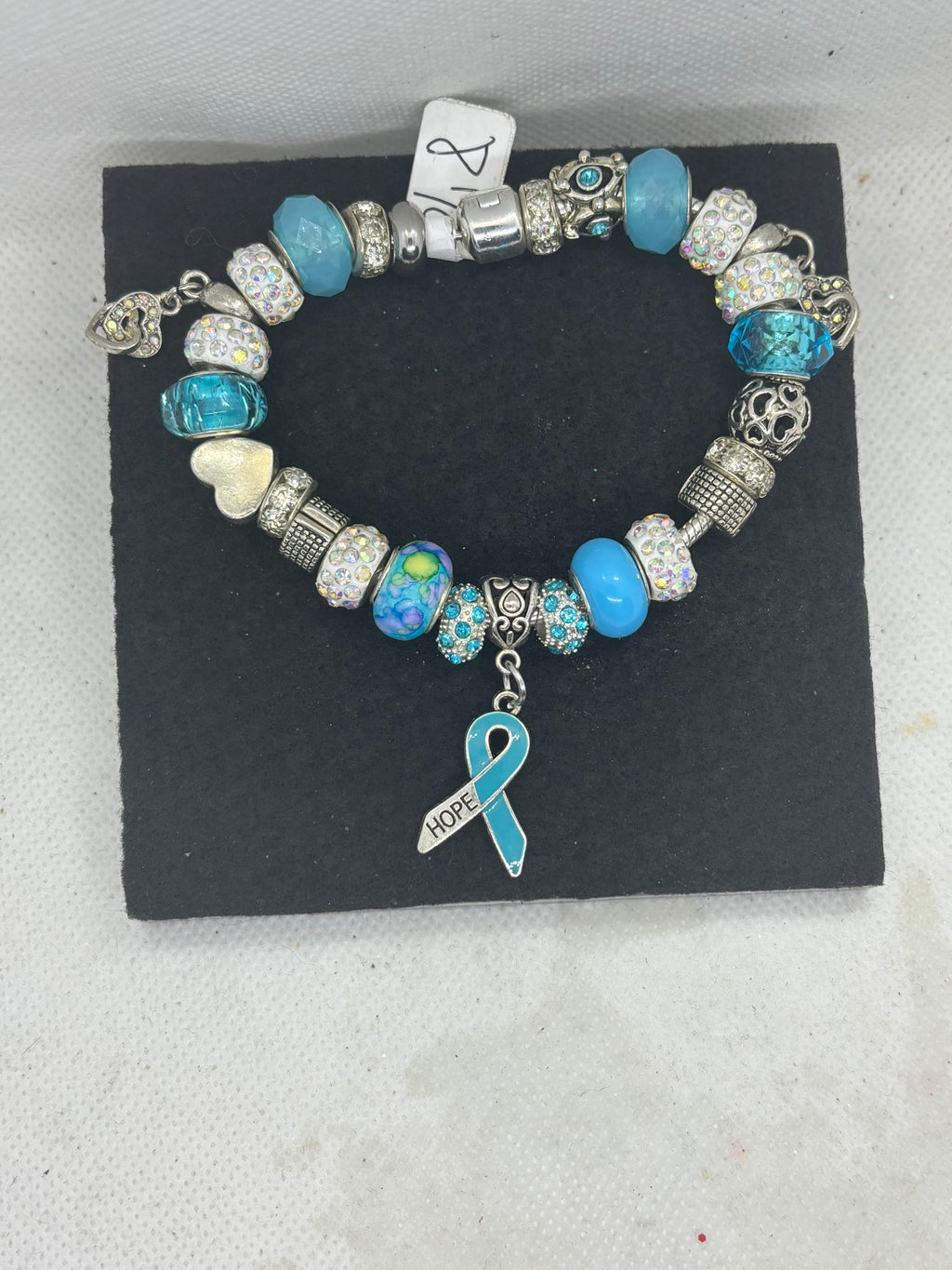 Teal Awareness Ribbon Charm Bracelet