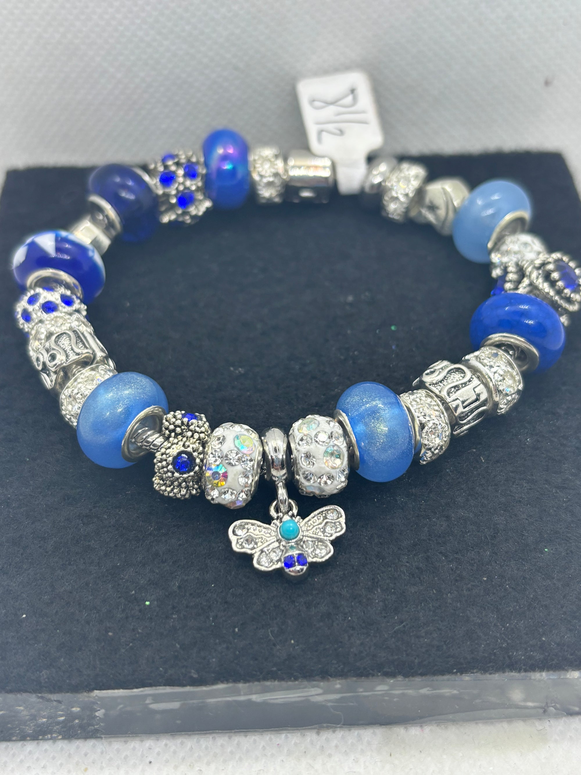 Moth Rhinestone Charm Bracelet