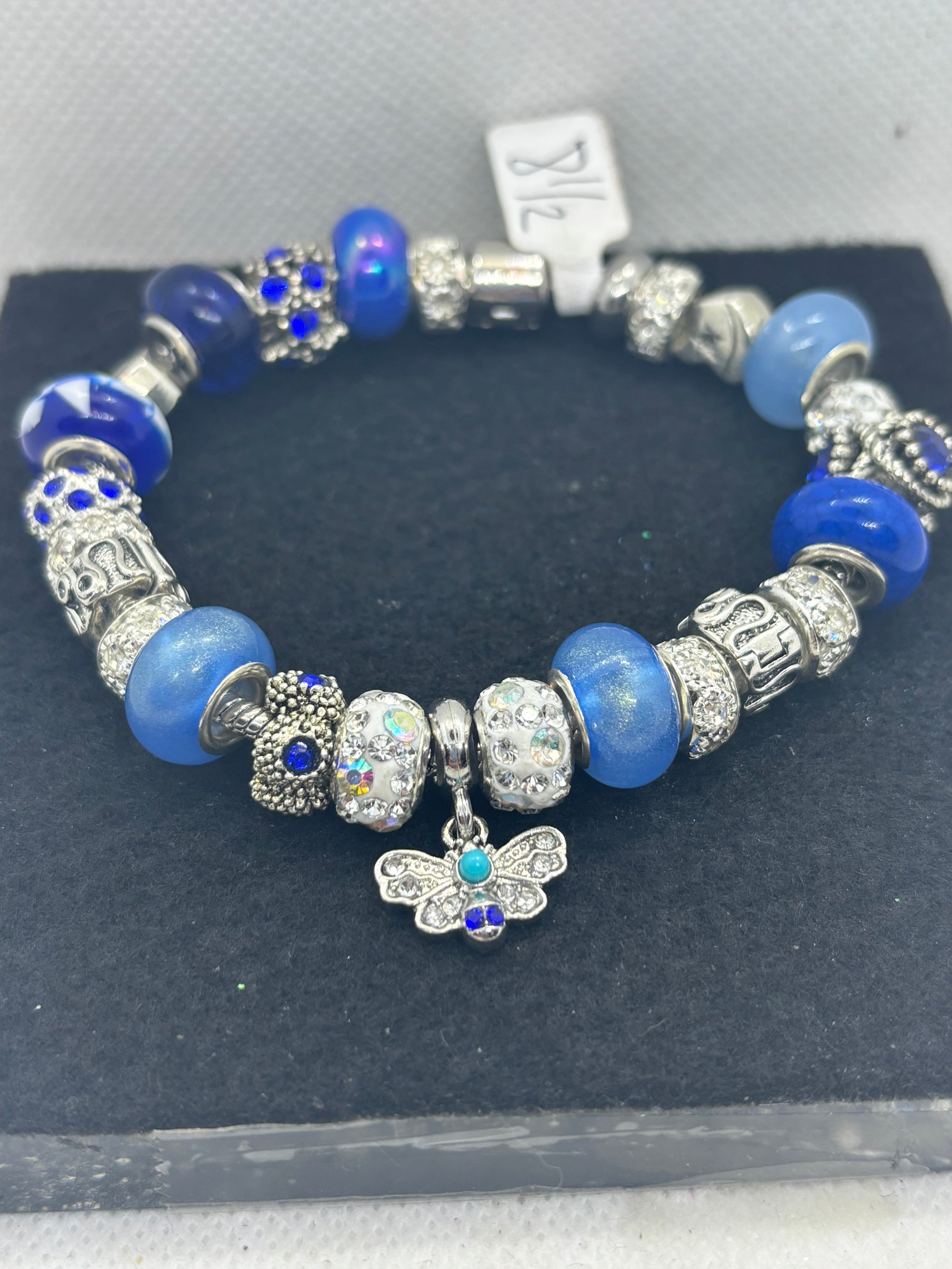 Moth Rhinestone Charm Bracelet