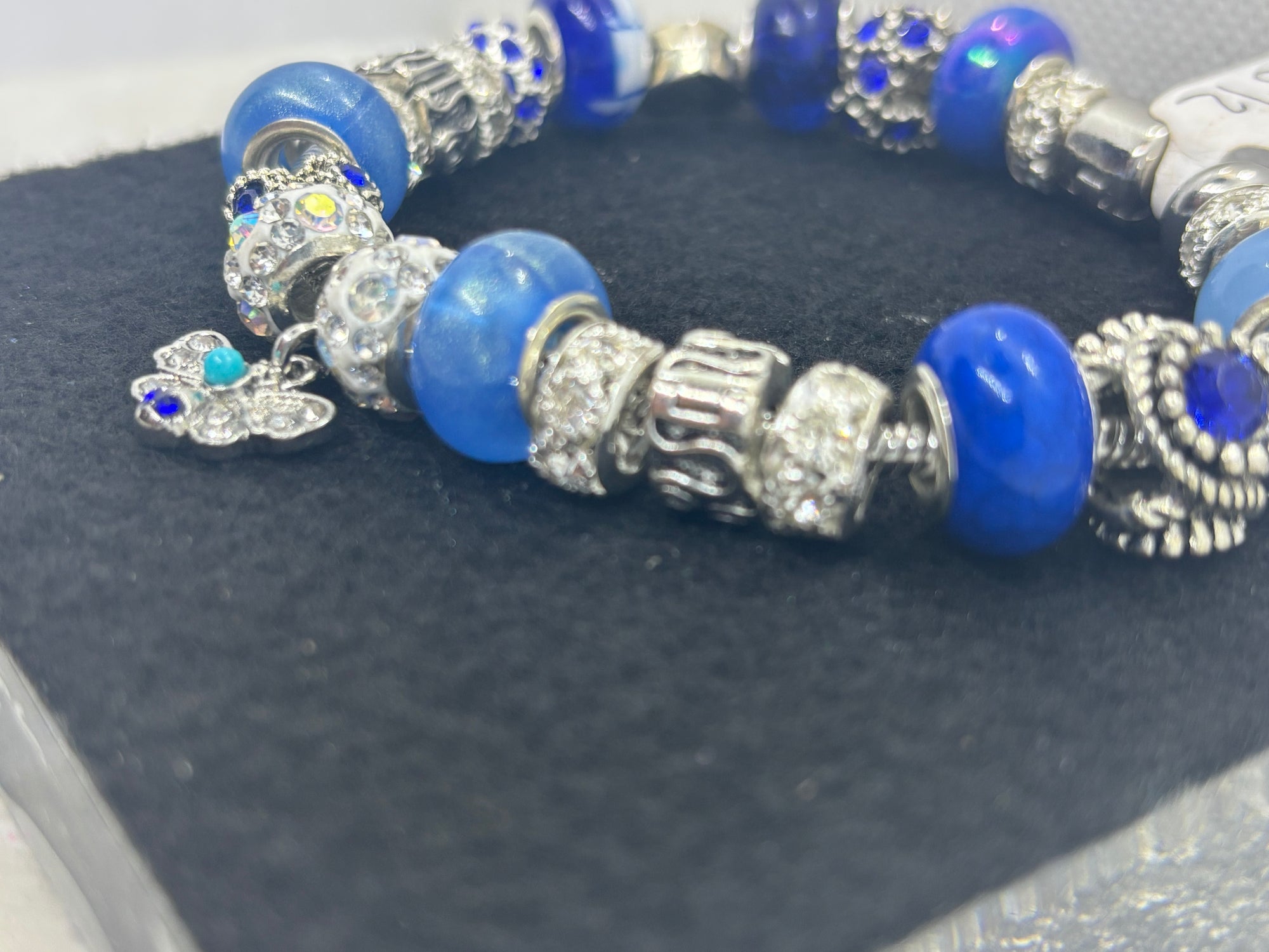 Moth Rhinestone Charm Bracelet