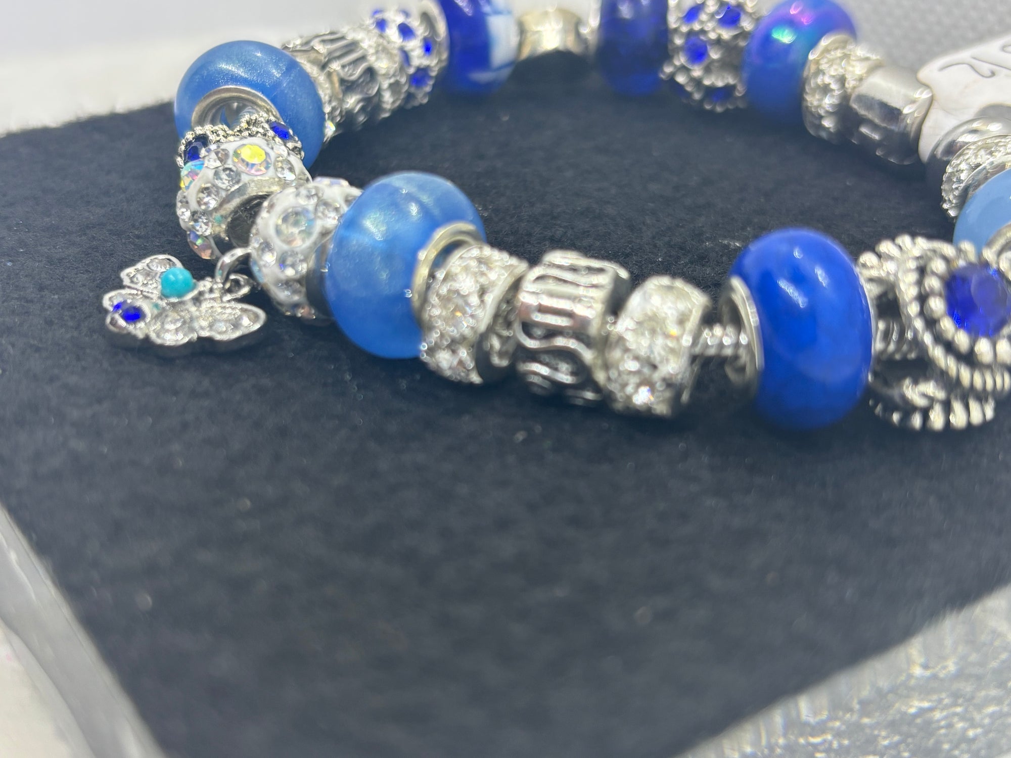 Moth Rhinestone Charm Bracelet