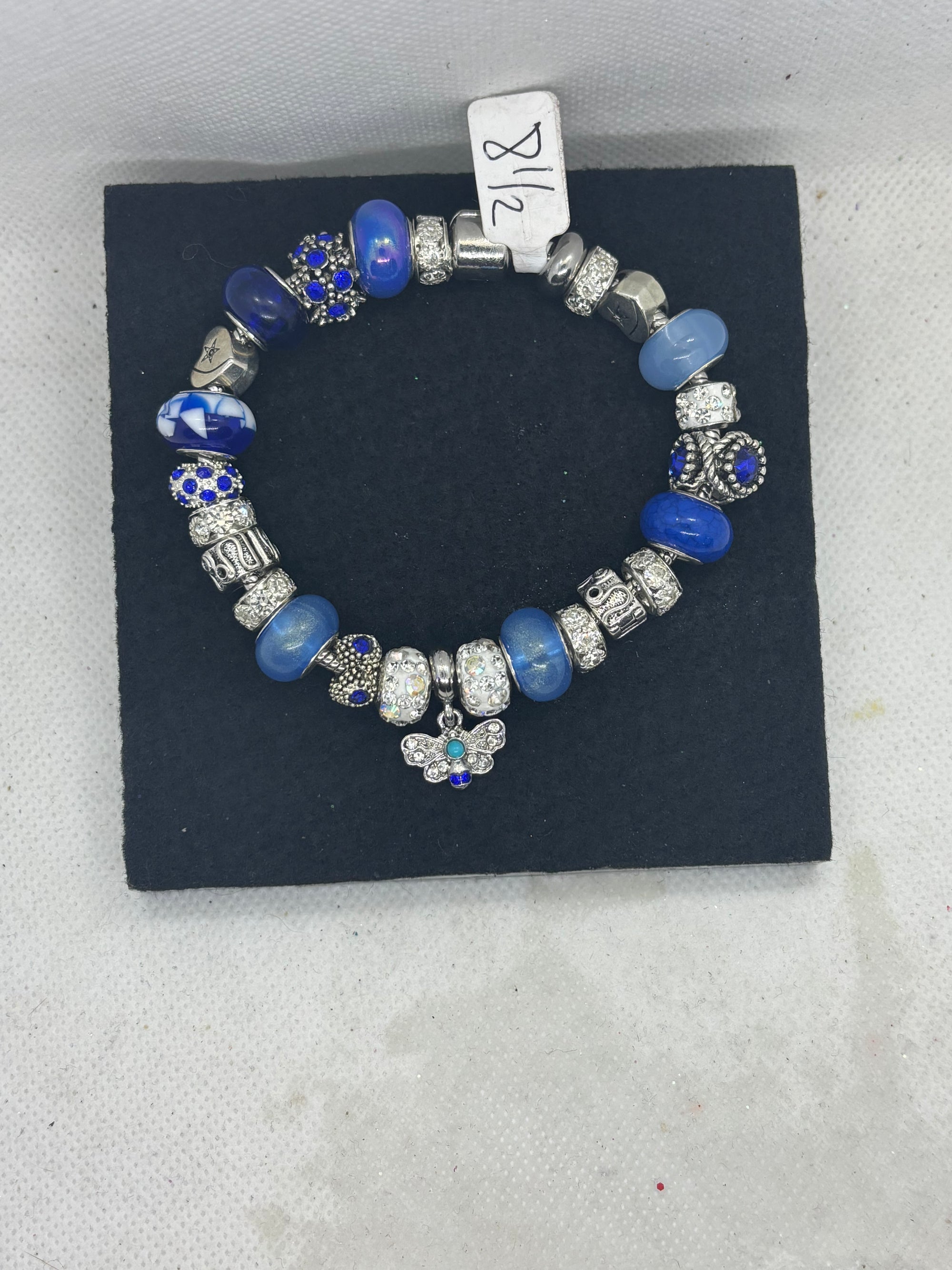 Moth Rhinestone Charm Bracelet