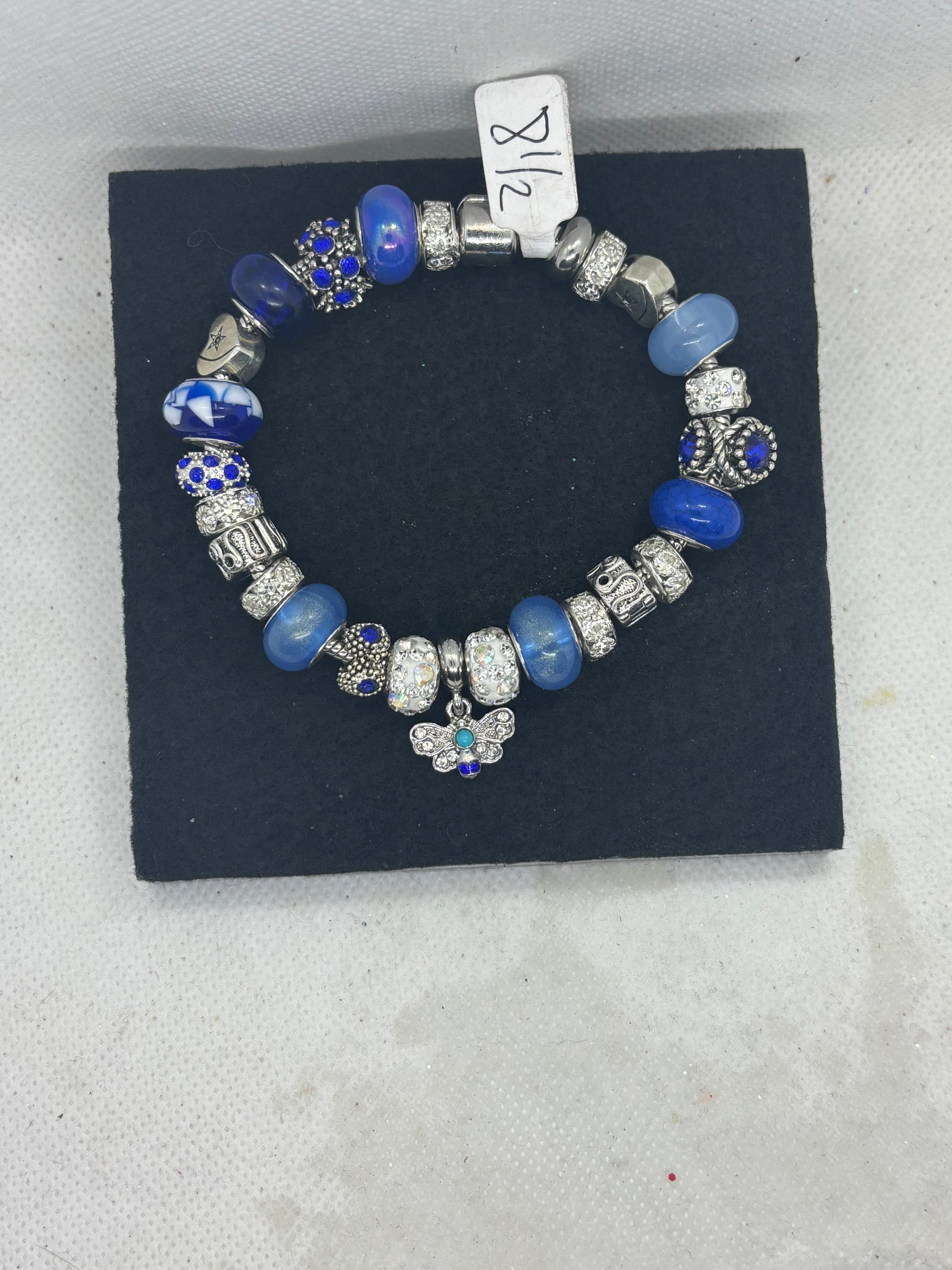 Moth Rhinestone Charm Bracelet