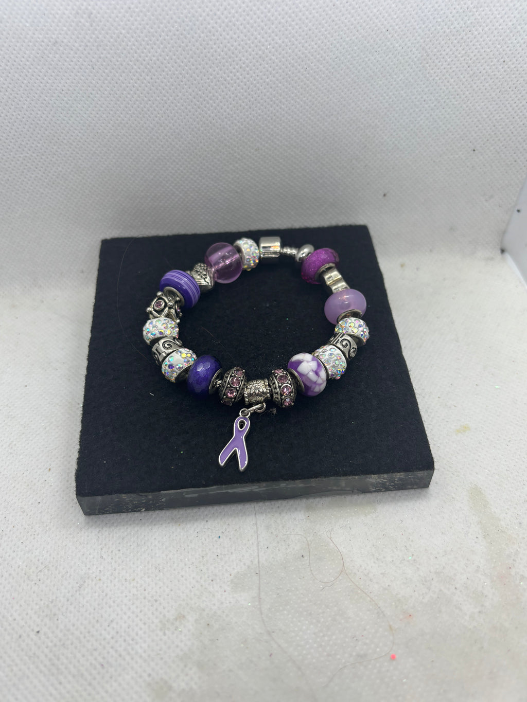 Purple Awareness Ribbon Charm Bracelet