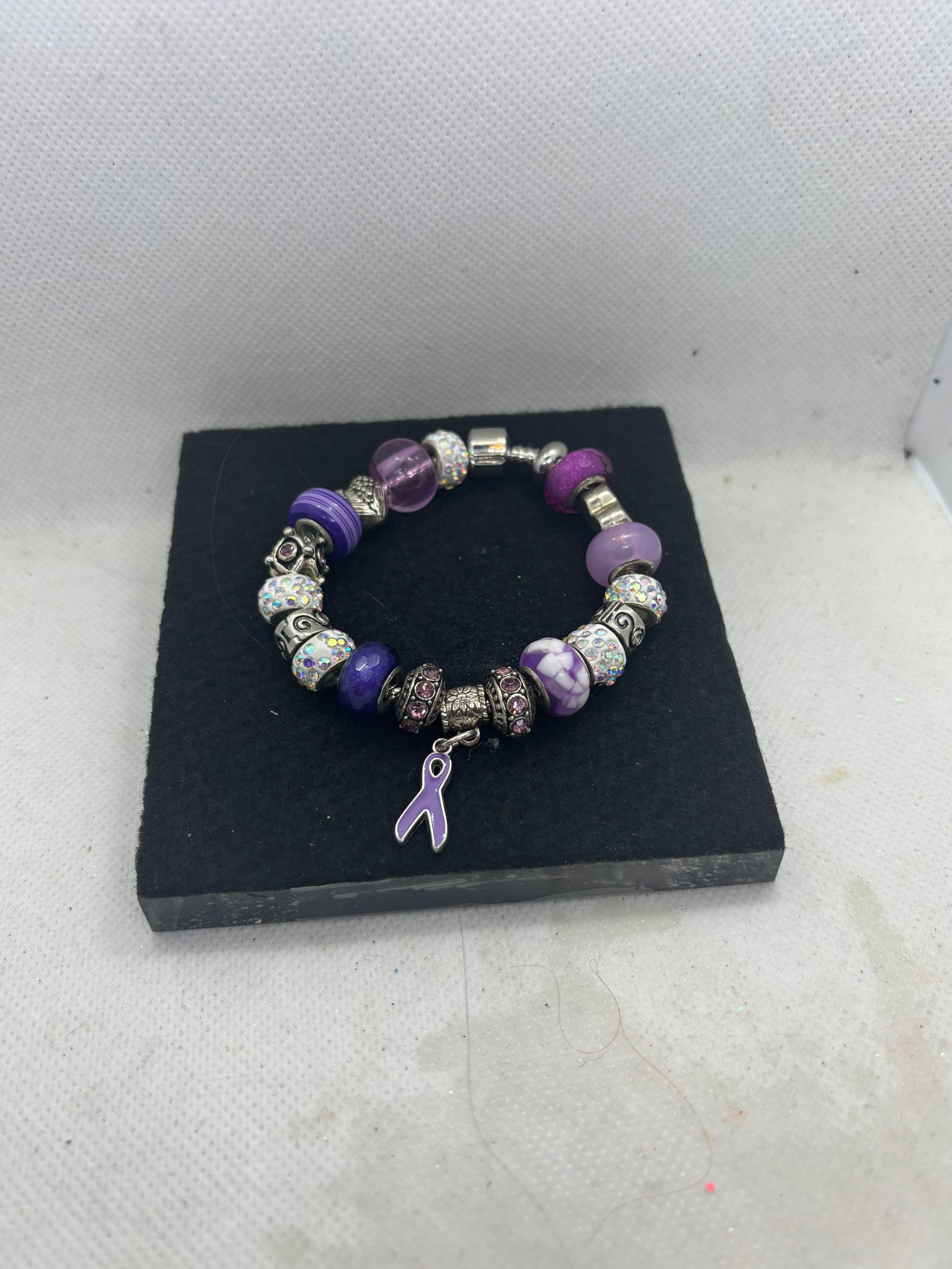 Purple Awareness Ribbon Charm Bracelet