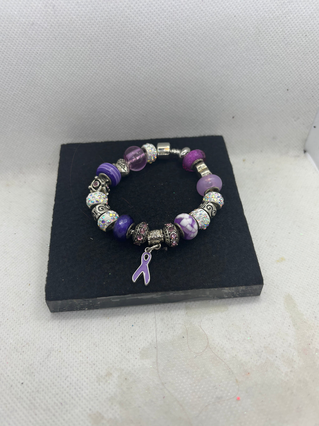 Purple Awareness Ribbon Charm Bracelet