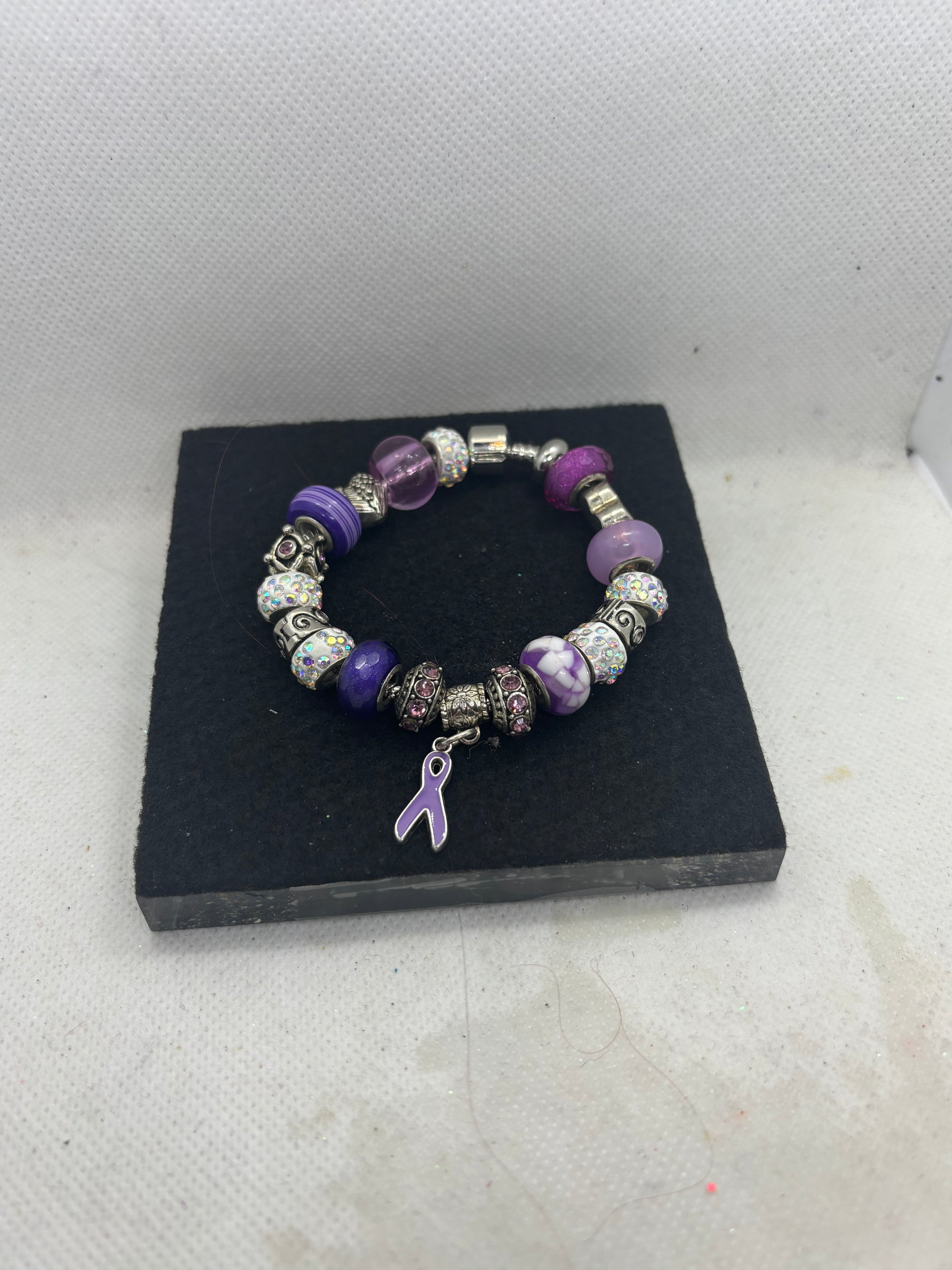 Purple Awareness Ribbon Charm Bracelet