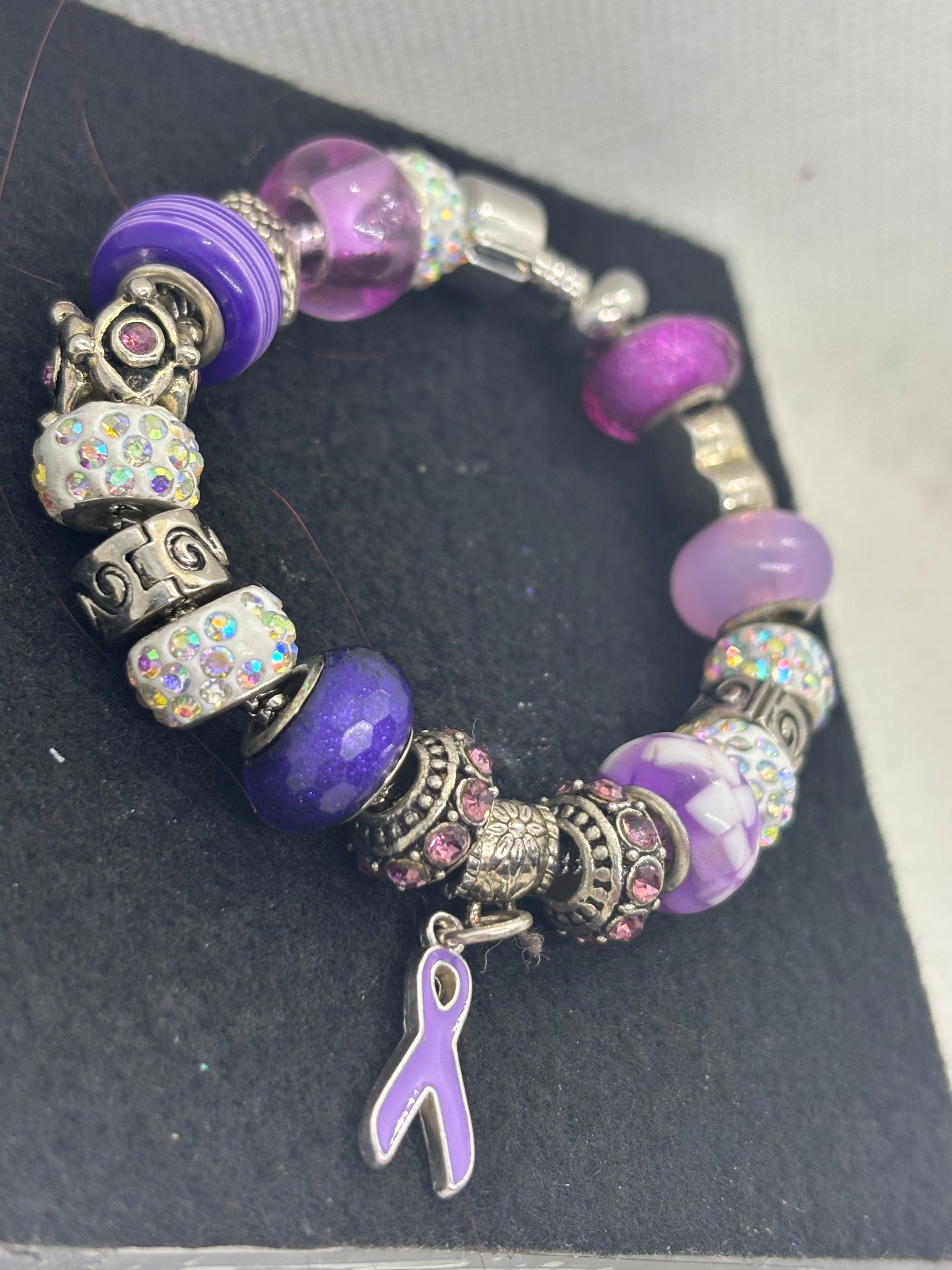 Purple Awareness Ribbon Charm Bracelet