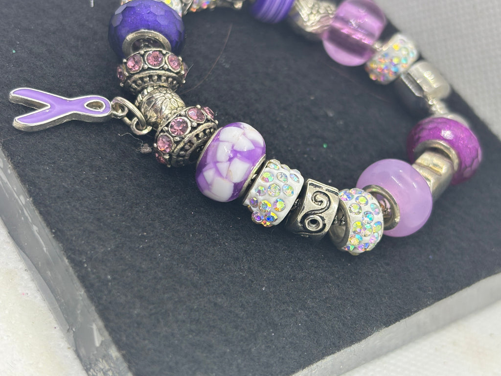 Purple Awareness Ribbon Charm Bracelet