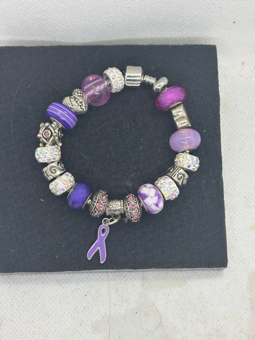 Purple Awareness Ribbon Charm Bracelet