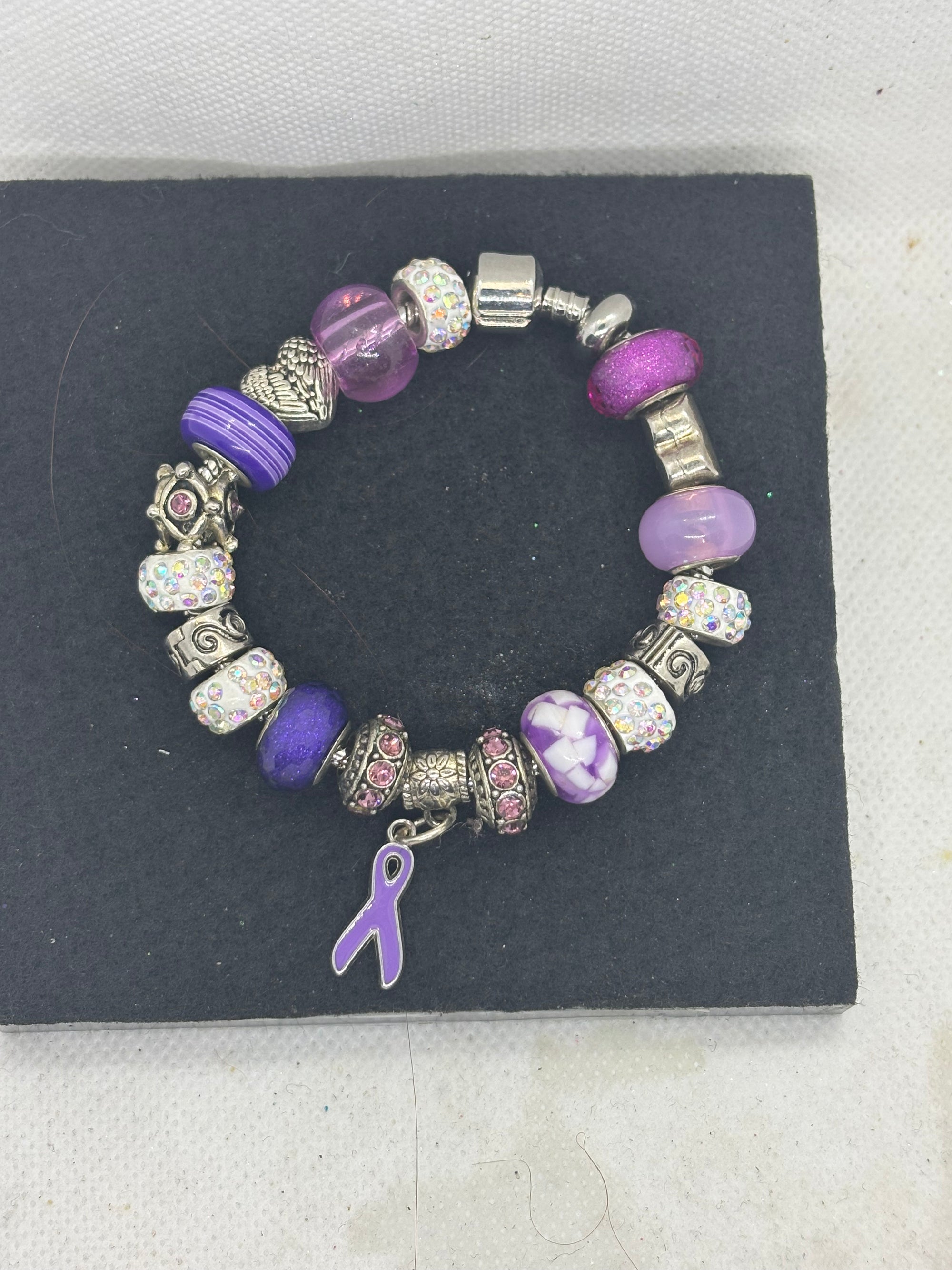Purple Awareness Ribbon Charm Bracelet