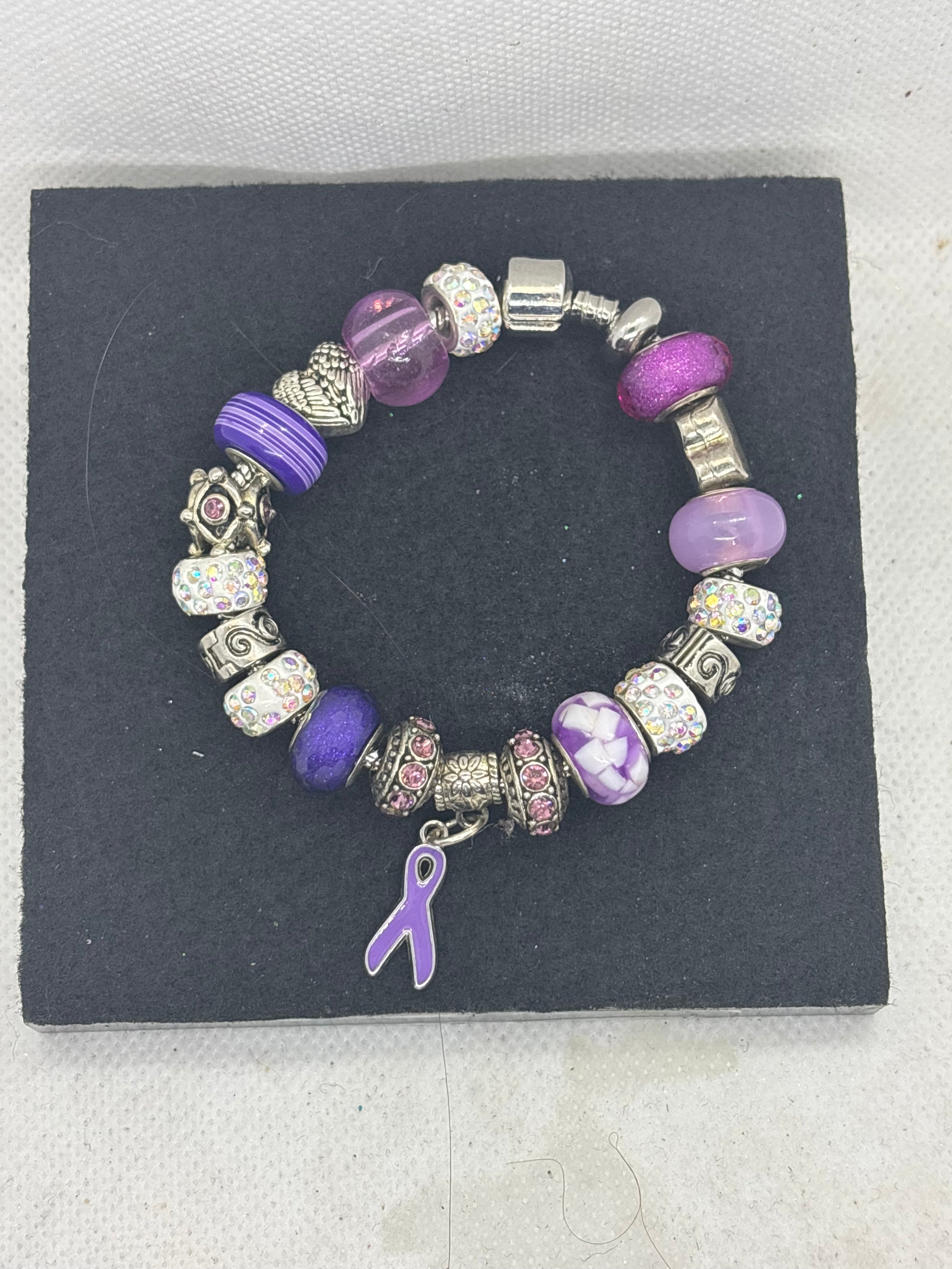 Purple Awareness Ribbon Charm Bracelet
