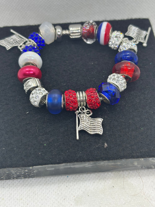 American Flag Charm Bracelet