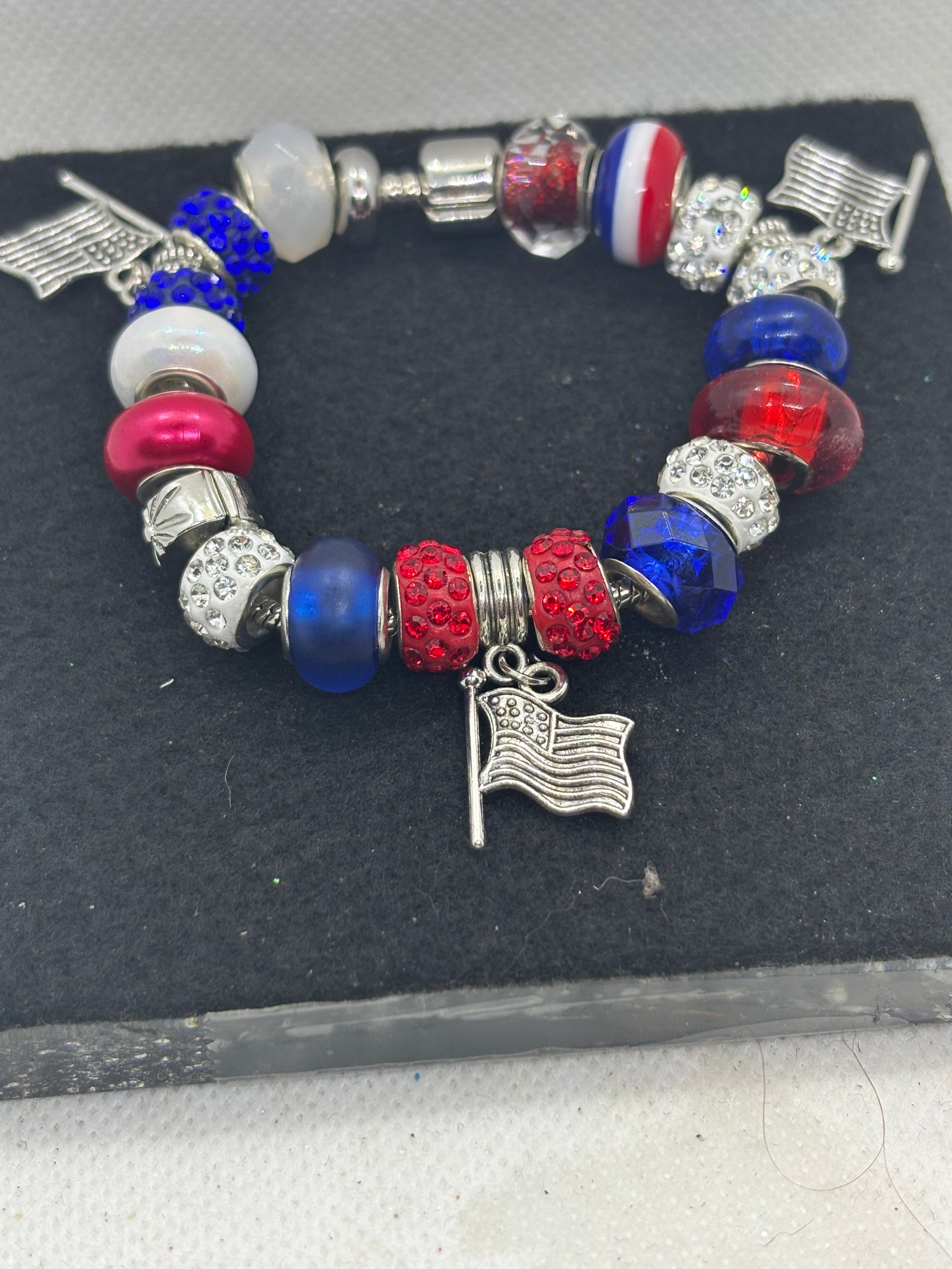 American Flag Charm Bracelet