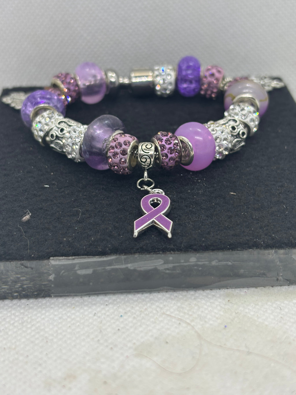 Purple Awareness Ribbon Charm Bracelet