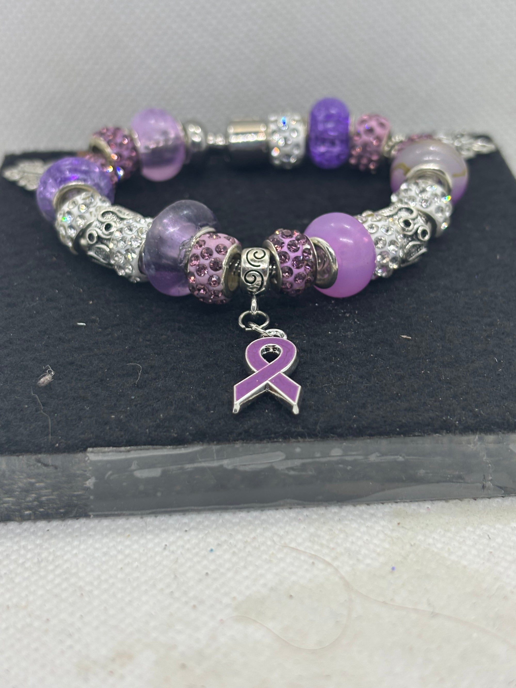 Purple Awareness Ribbon Charm Bracelet