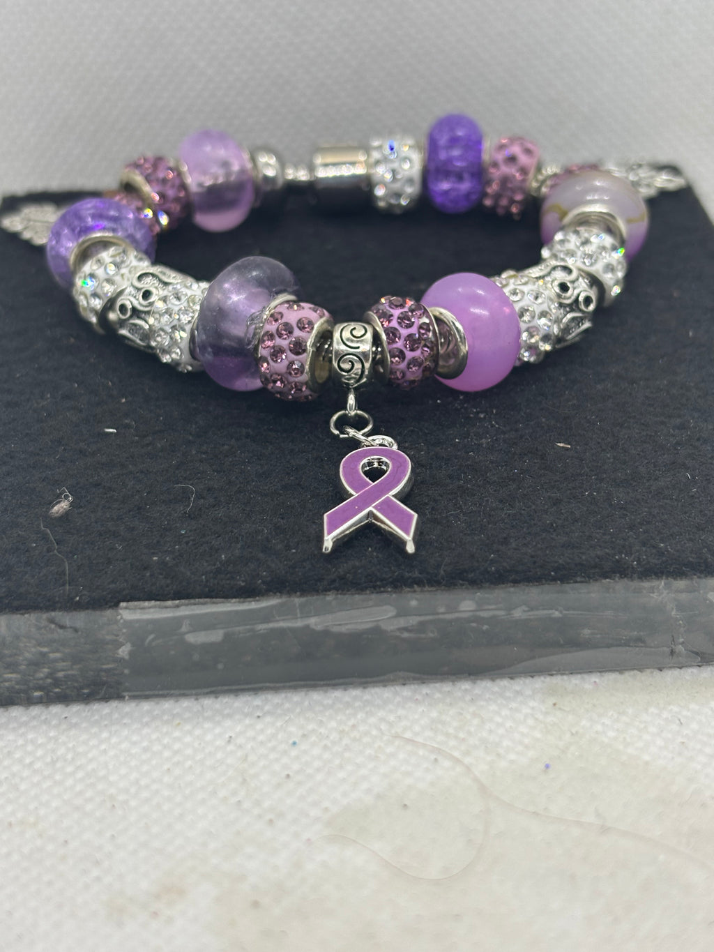 Purple Awareness Ribbon Charm Bracelet