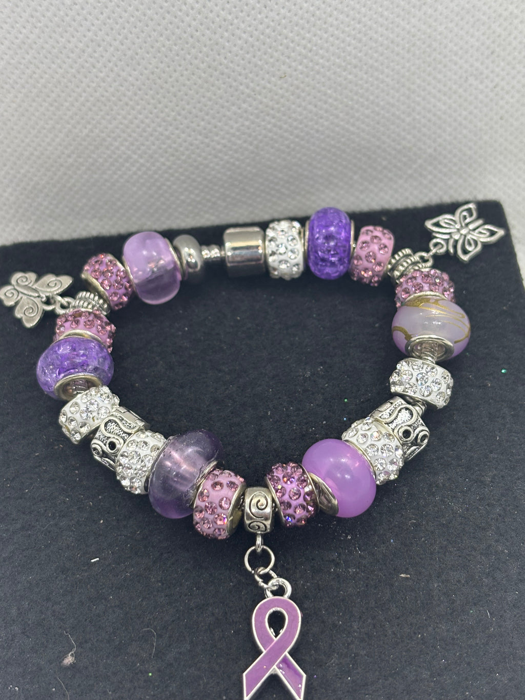 Purple Awareness Ribbon Charm Bracelet
