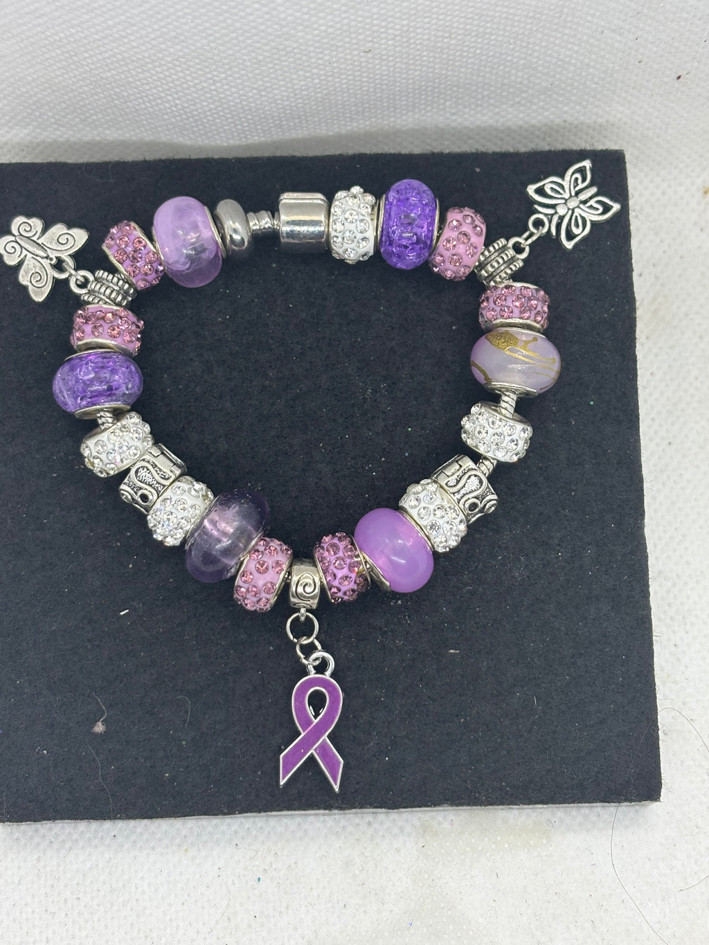Purple Awareness Ribbon Charm Bracelet