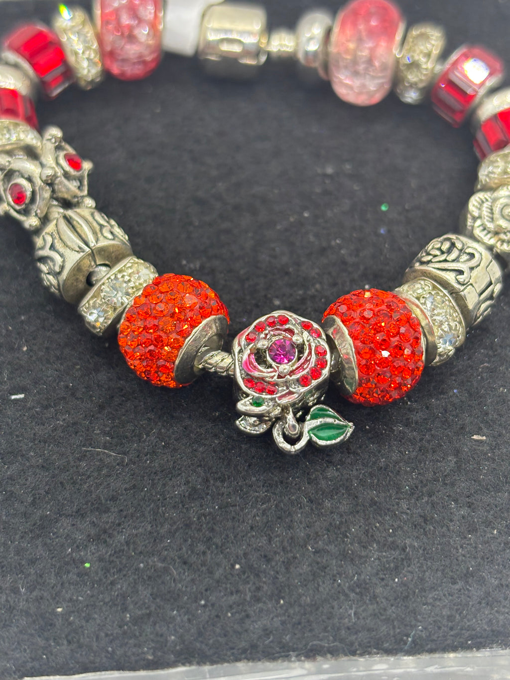 Red Rose Charm Bracelet
