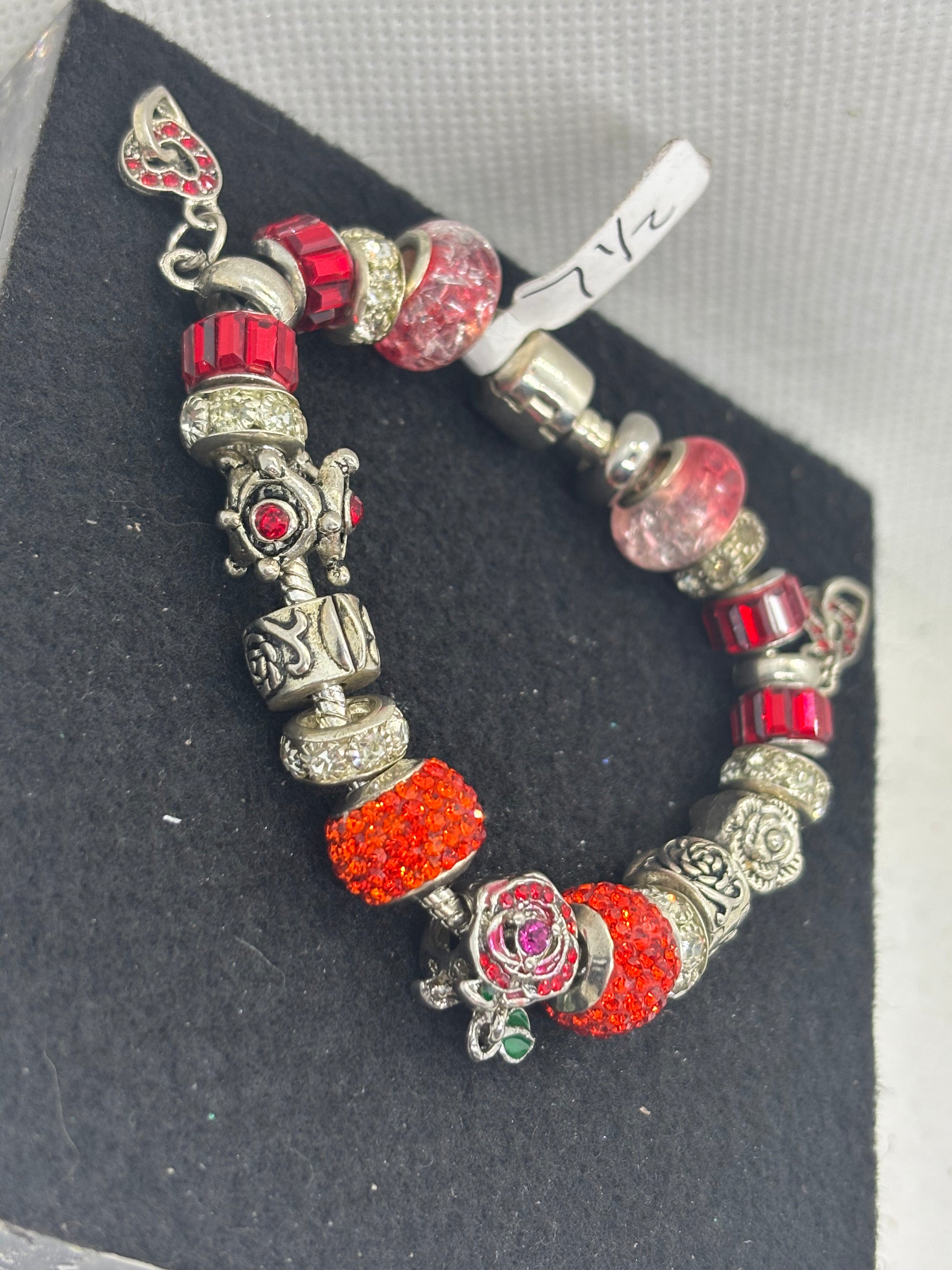 Red Rose Charm Bracelet