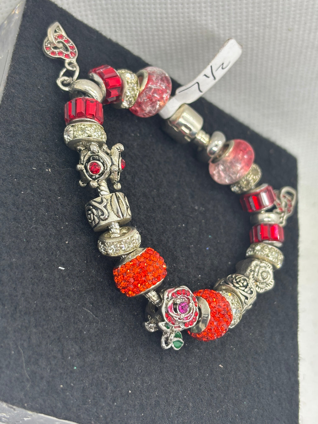 Red Rose Charm Bracelet