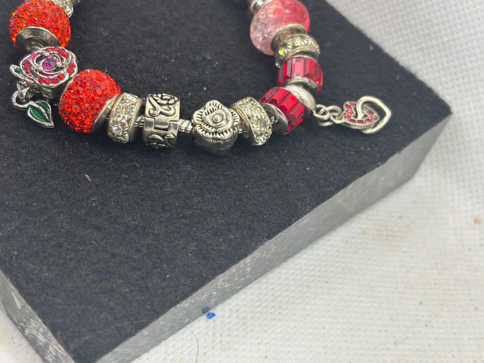 Red Rose Charm Bracelet