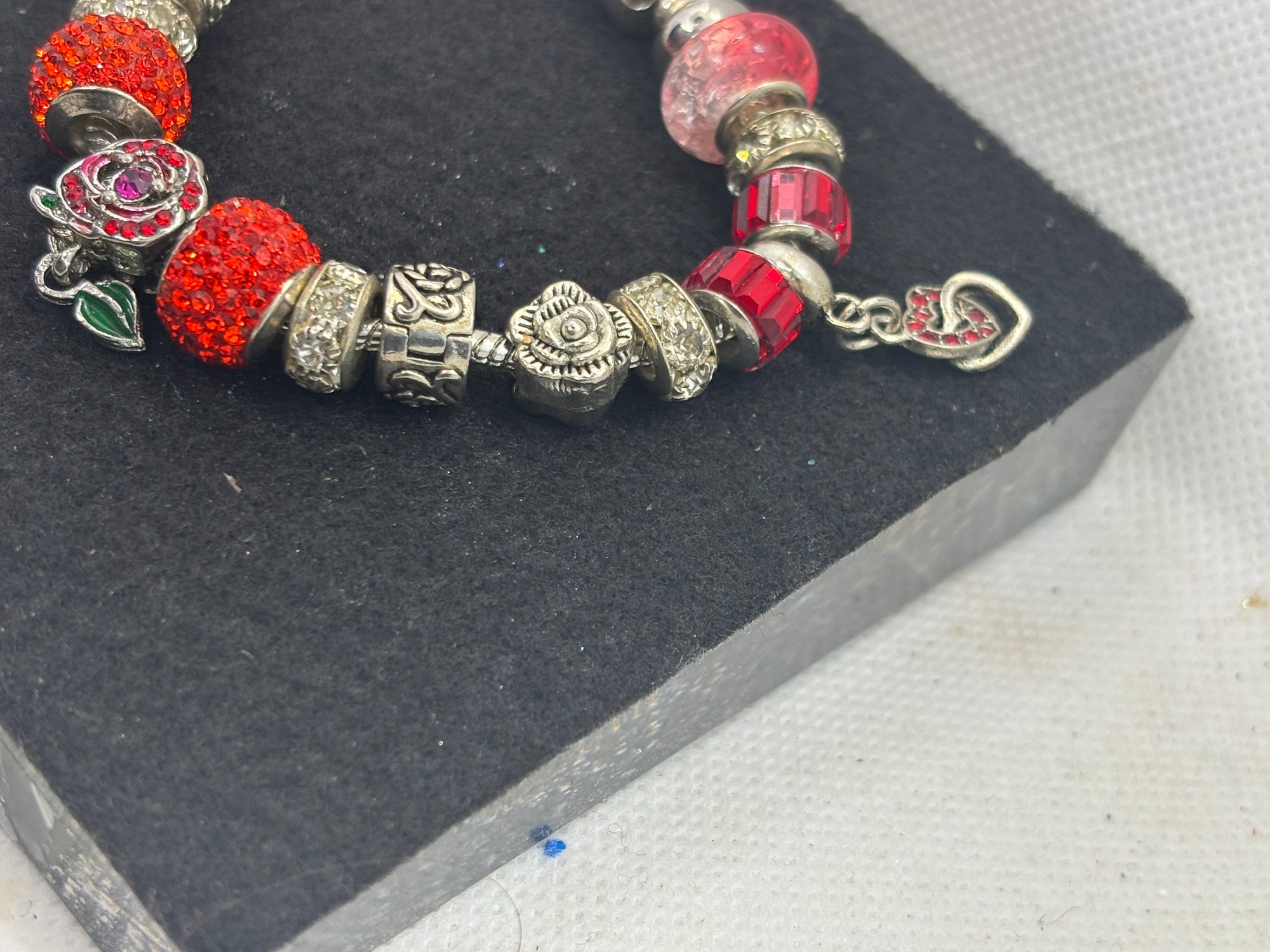 Red Rose Charm Bracelet