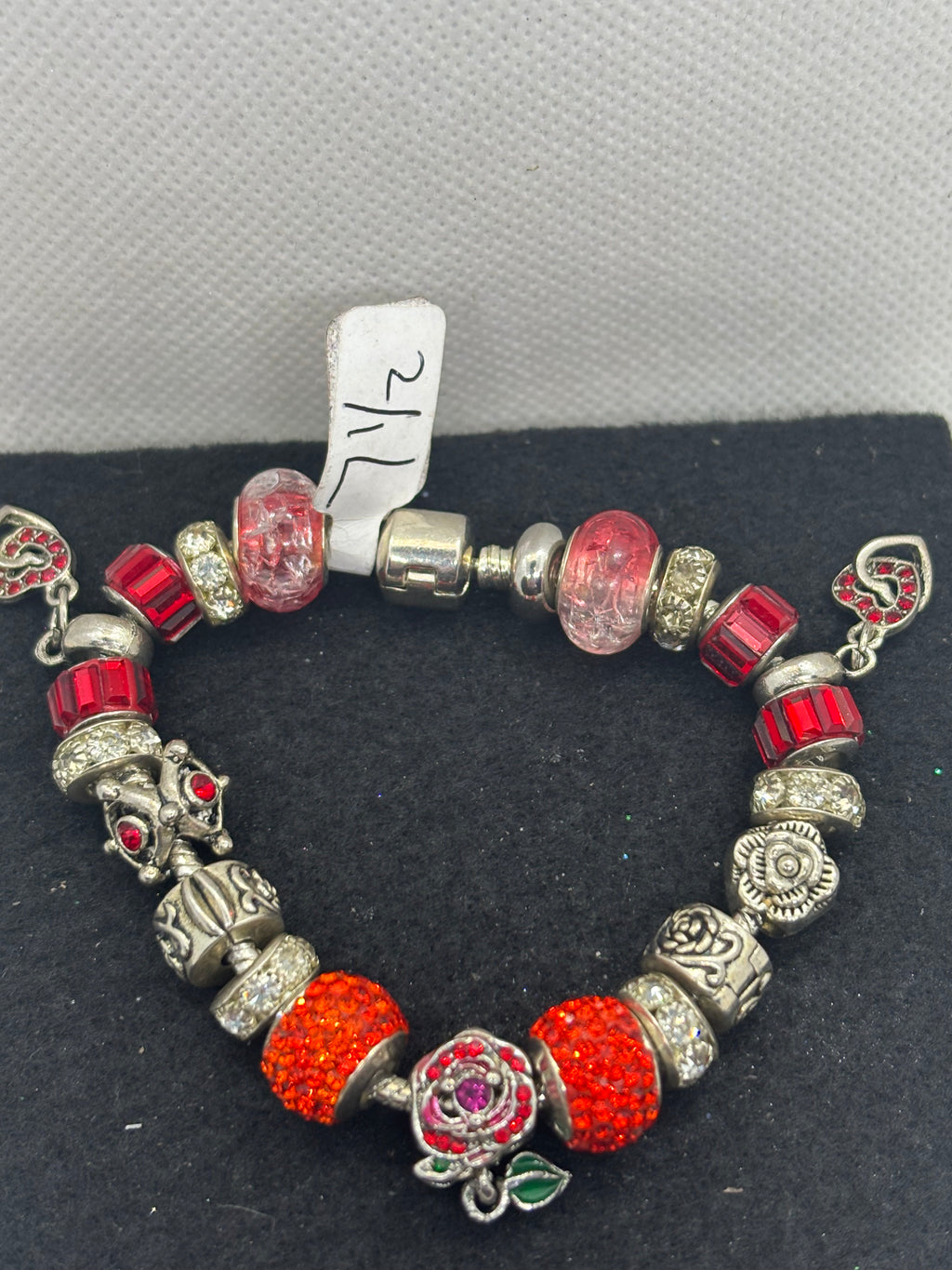 Red Rose Charm Bracelet