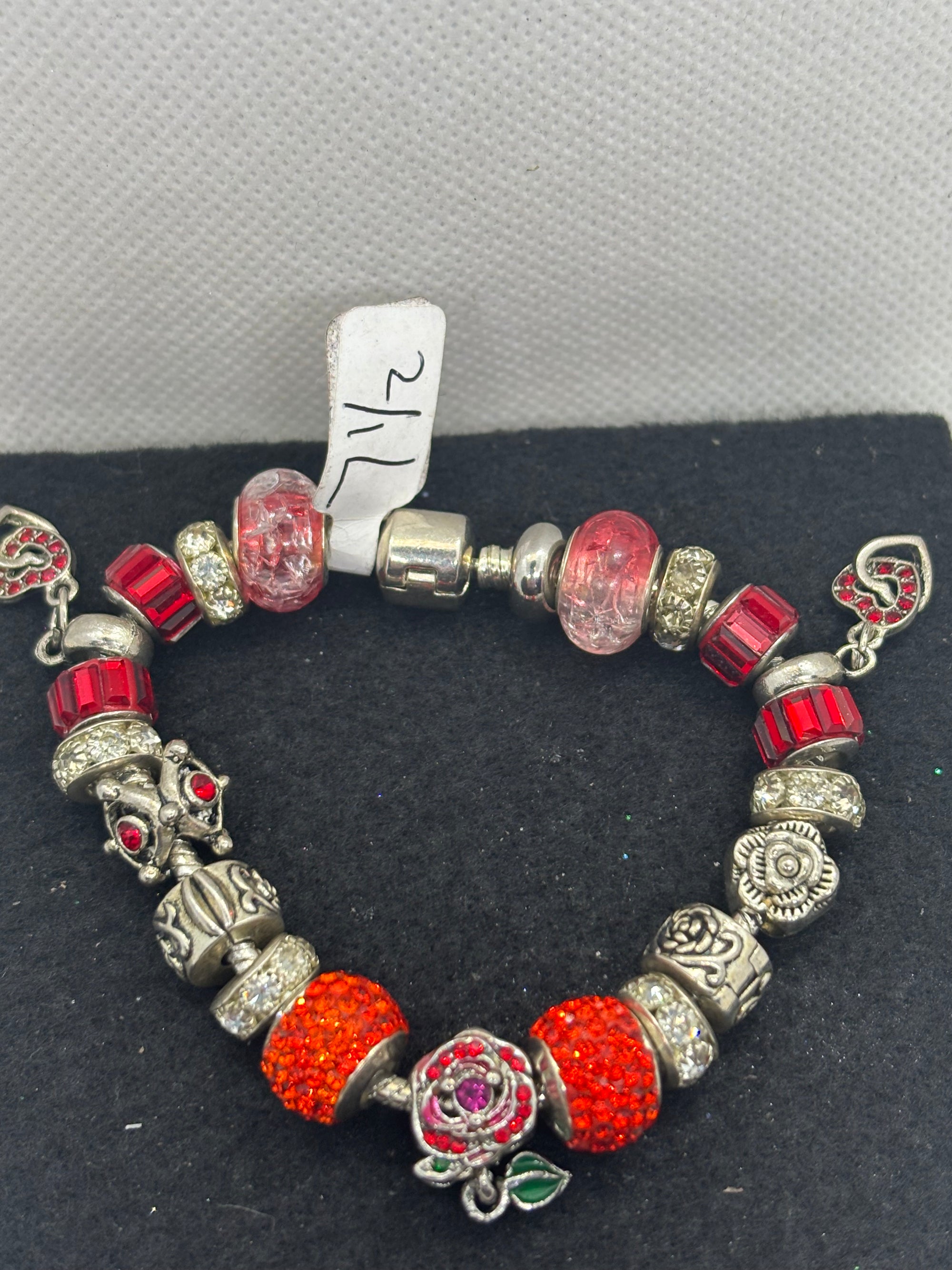 Red Rose Charm Bracelet