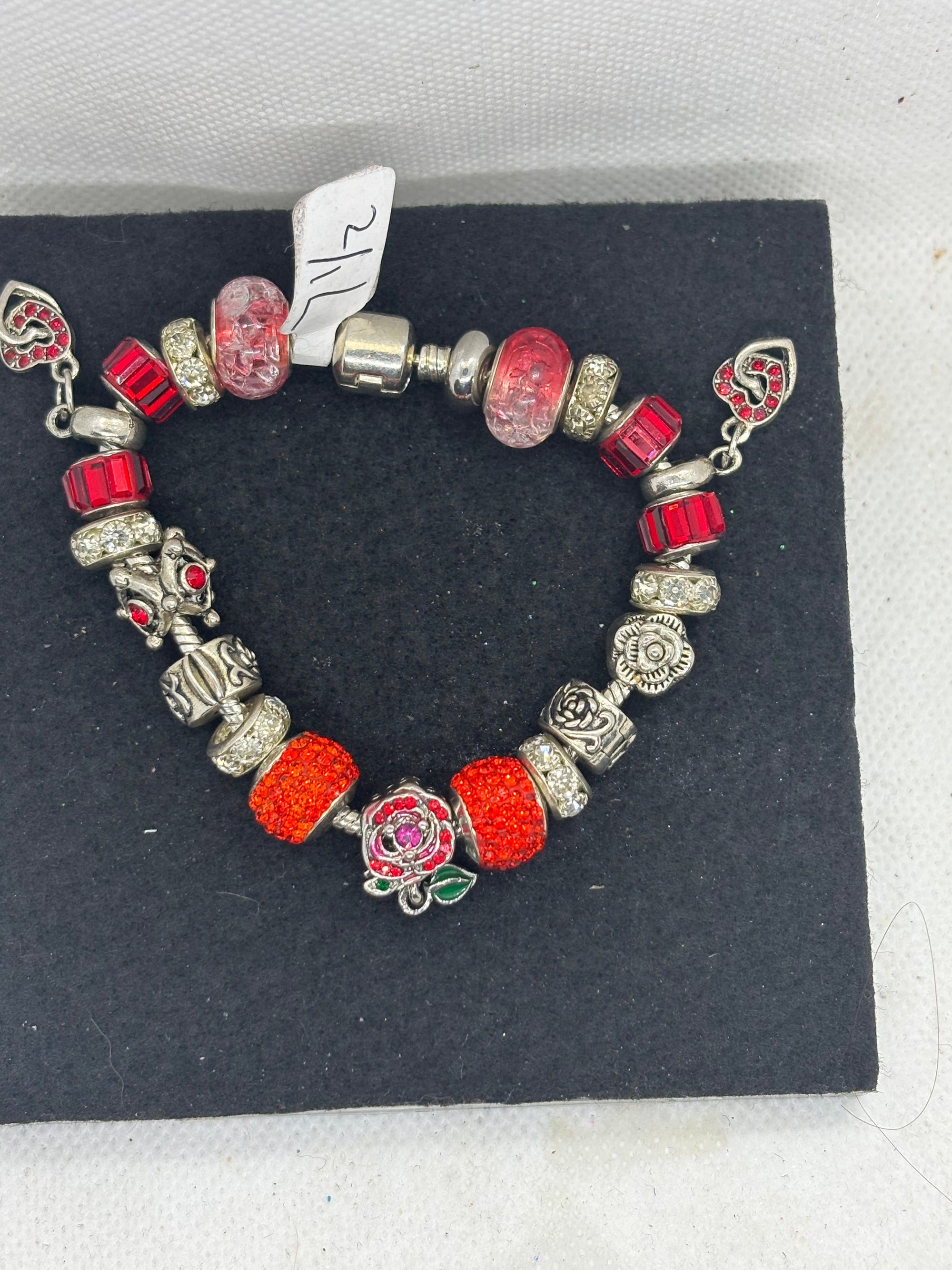 Red Rose Charm Bracelet