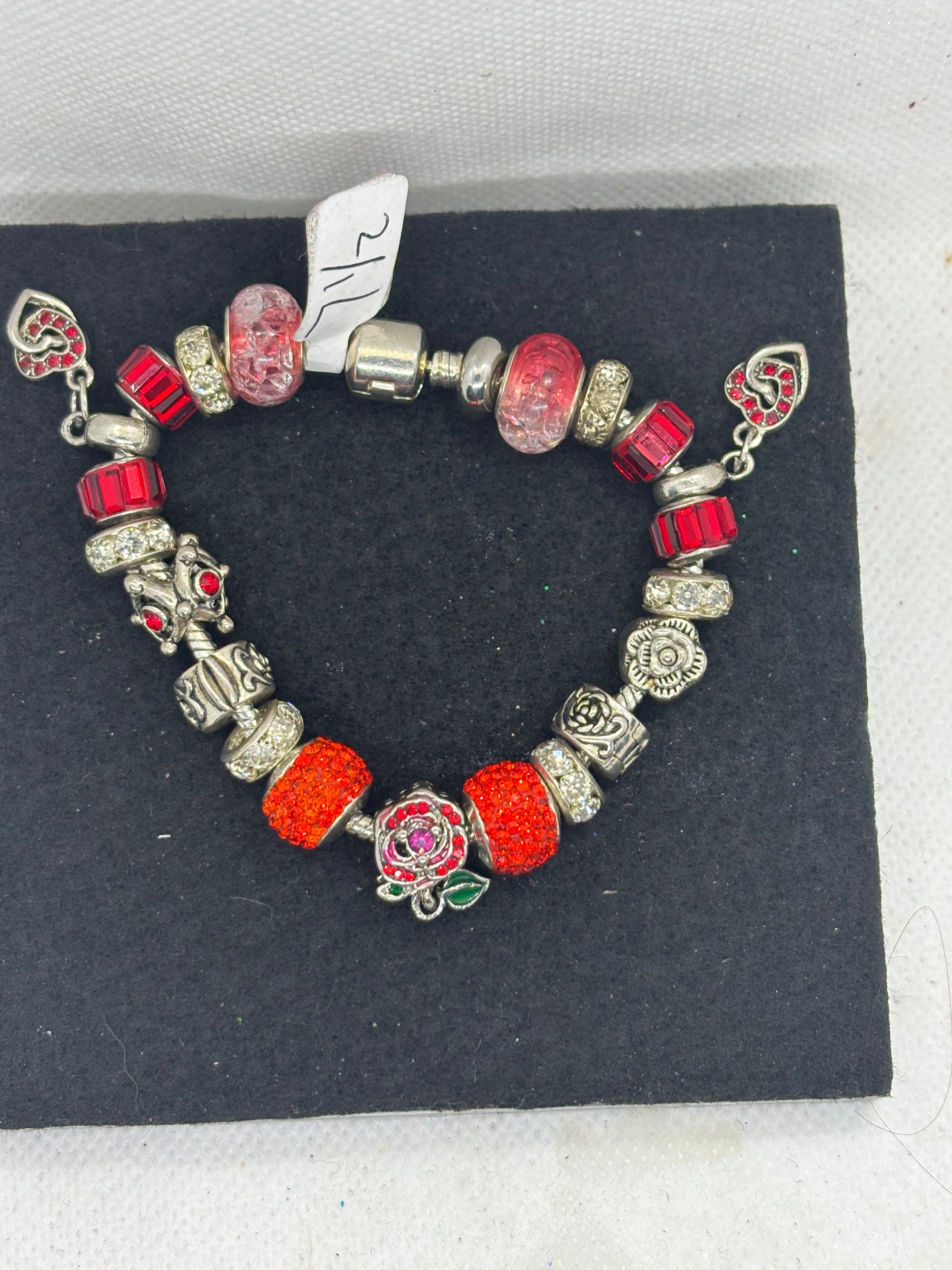 Red Rose Charm Bracelet